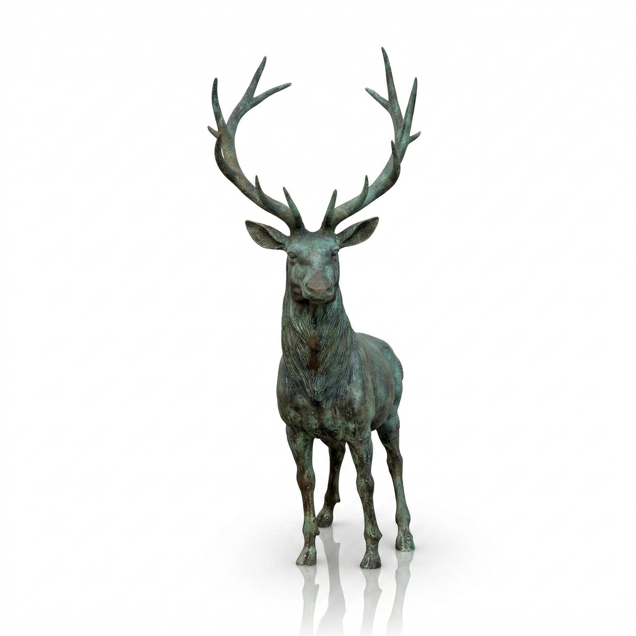 Vela-Bronze--Brass-Stag-Sculpture-Garden-Plinth-VSBS-6932-06
