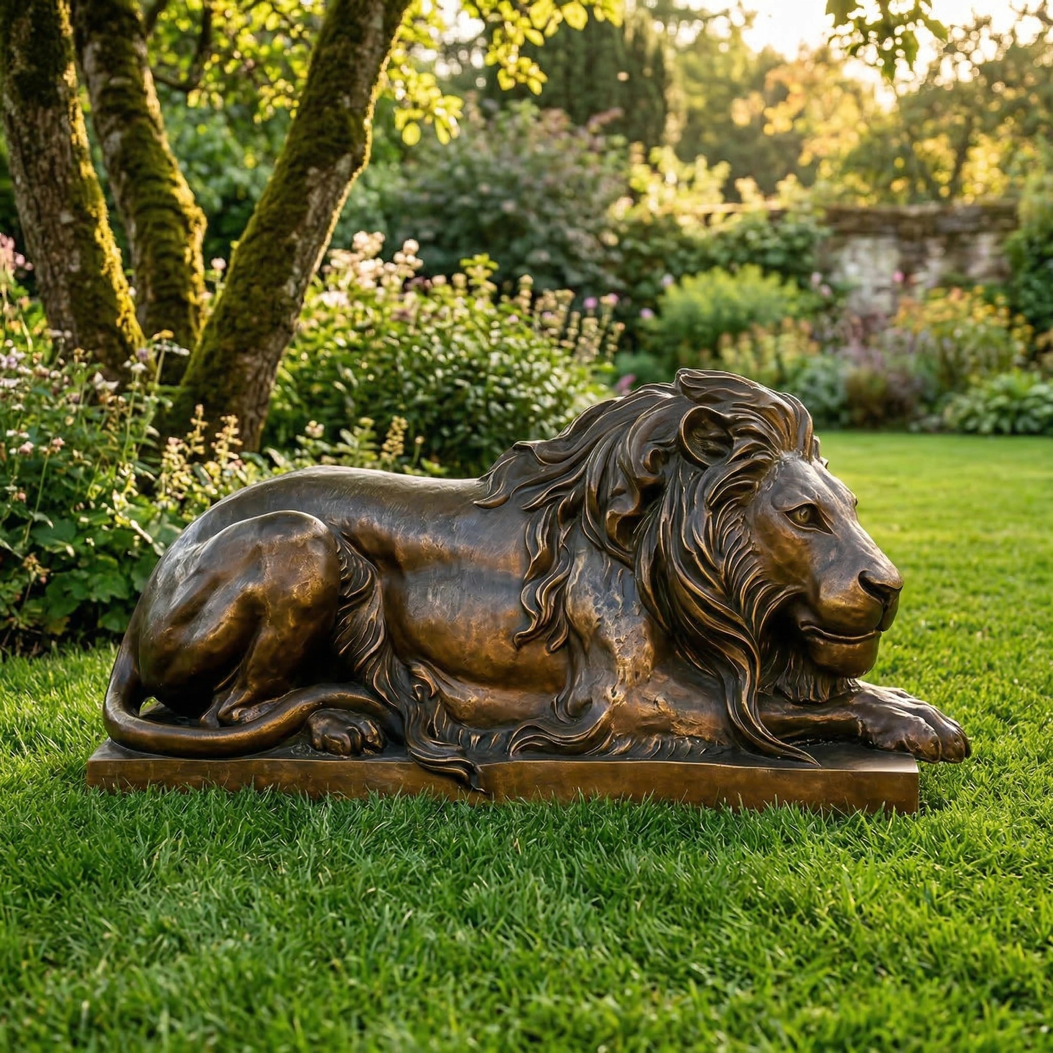 Vela-Bronze--Brass-Wildlife--Nature-Sculpture-Reclining-Lion-VBS-7391-02