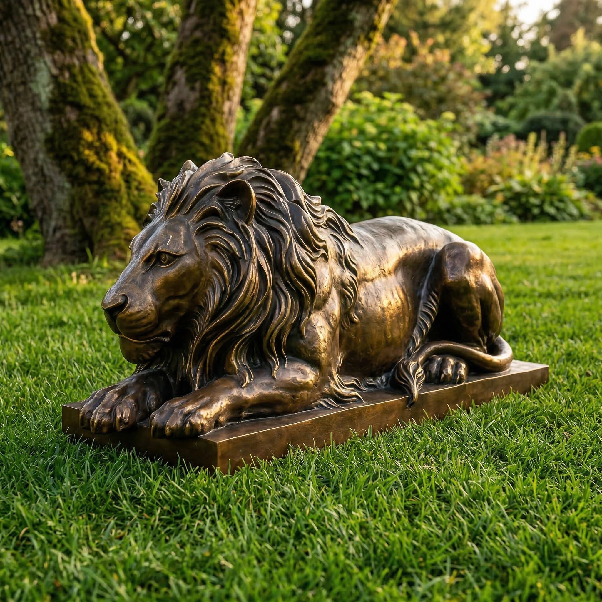 Vela-Bronze--Brass-Wildlife--Nature-Sculpture-Reclining-Lion-VBS-7391-03