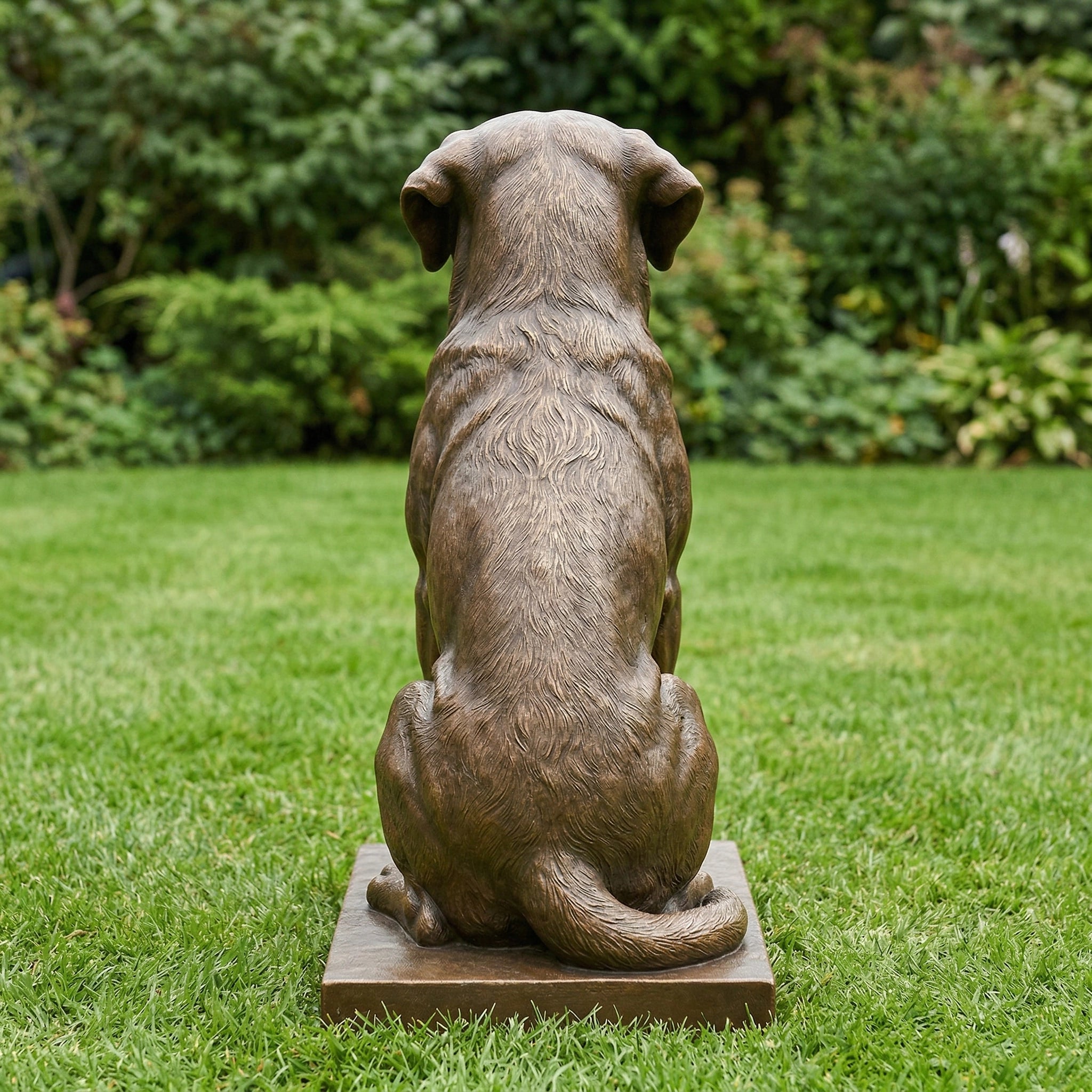 Vela-Bronze--Brass-Wildlife--Nature-Sculpture-Seated-Dog-Garden-Plinth-VSBS-482-02