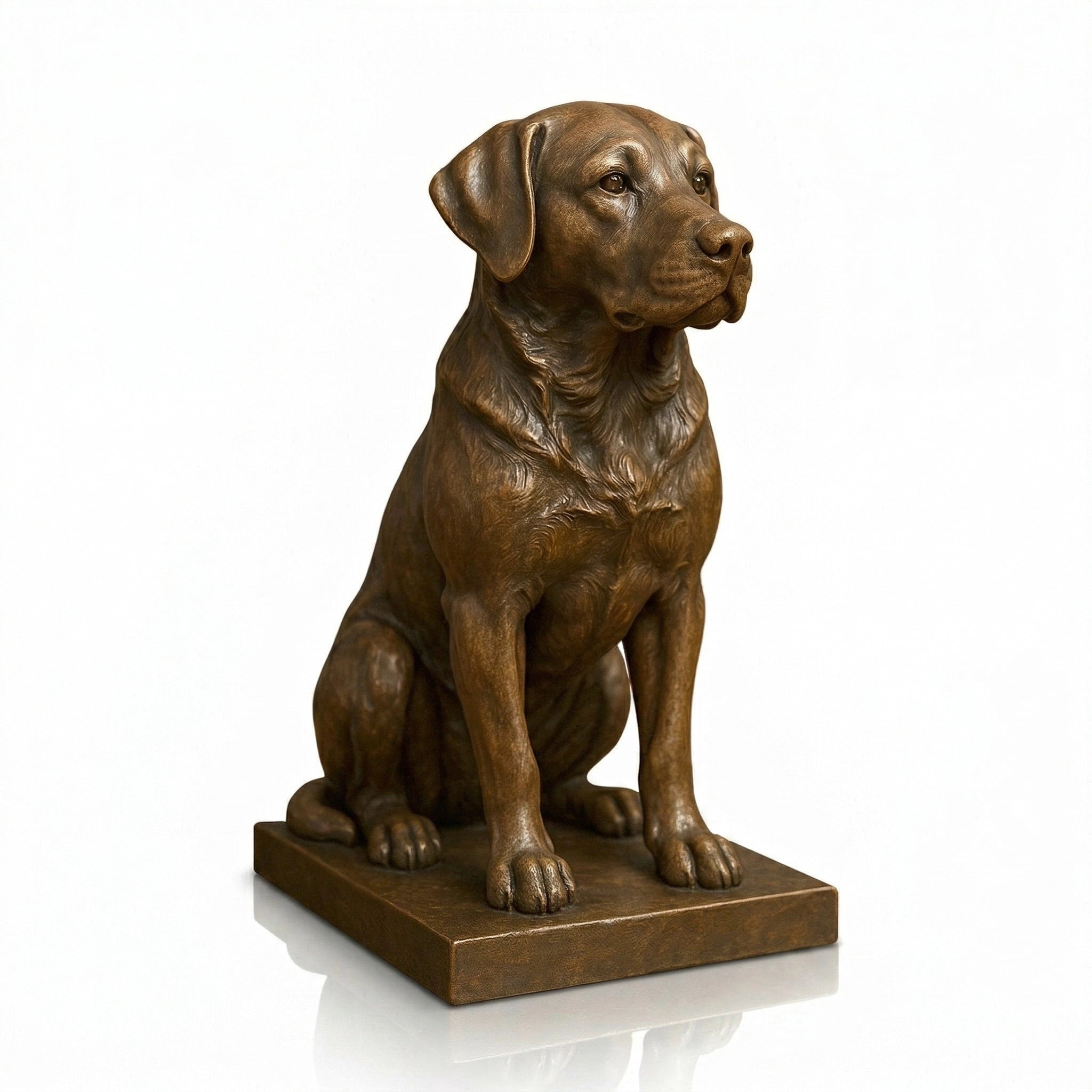 Vela-Bronze--Brass-Wildlife--Nature-Sculpture-Seated-Dog-Garden-Plinth-VSBS-482-06