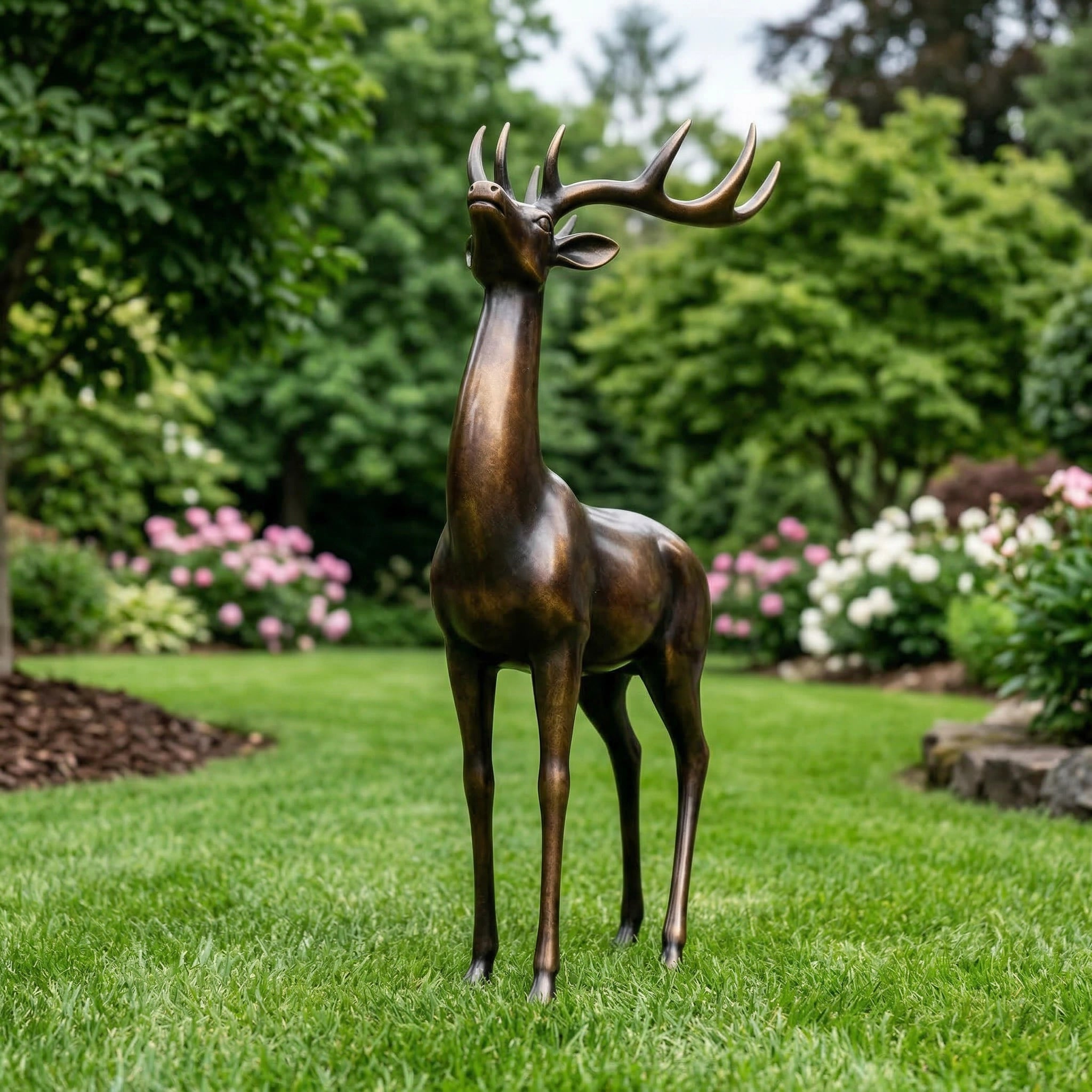 Vela-Bronze--Brass-Wildlife--Nature-Sculpture-Stag-Entrance--Driveway-VSMaterialTypeCode-7397-01