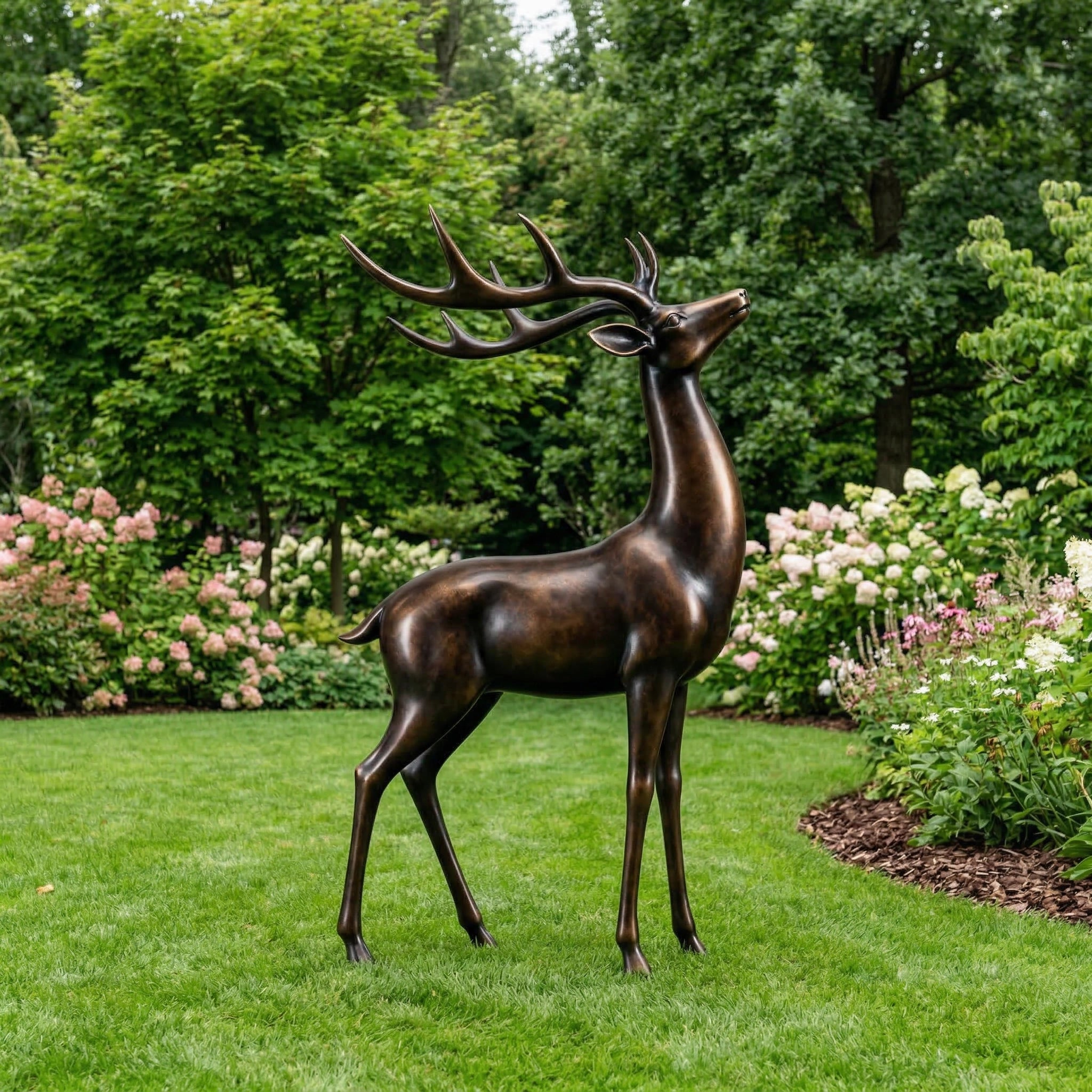 Vela-Bronze--Brass-Wildlife--Nature-Sculpture-Stag-Entrance--Driveway-VSMaterialTypeCode-7397-03