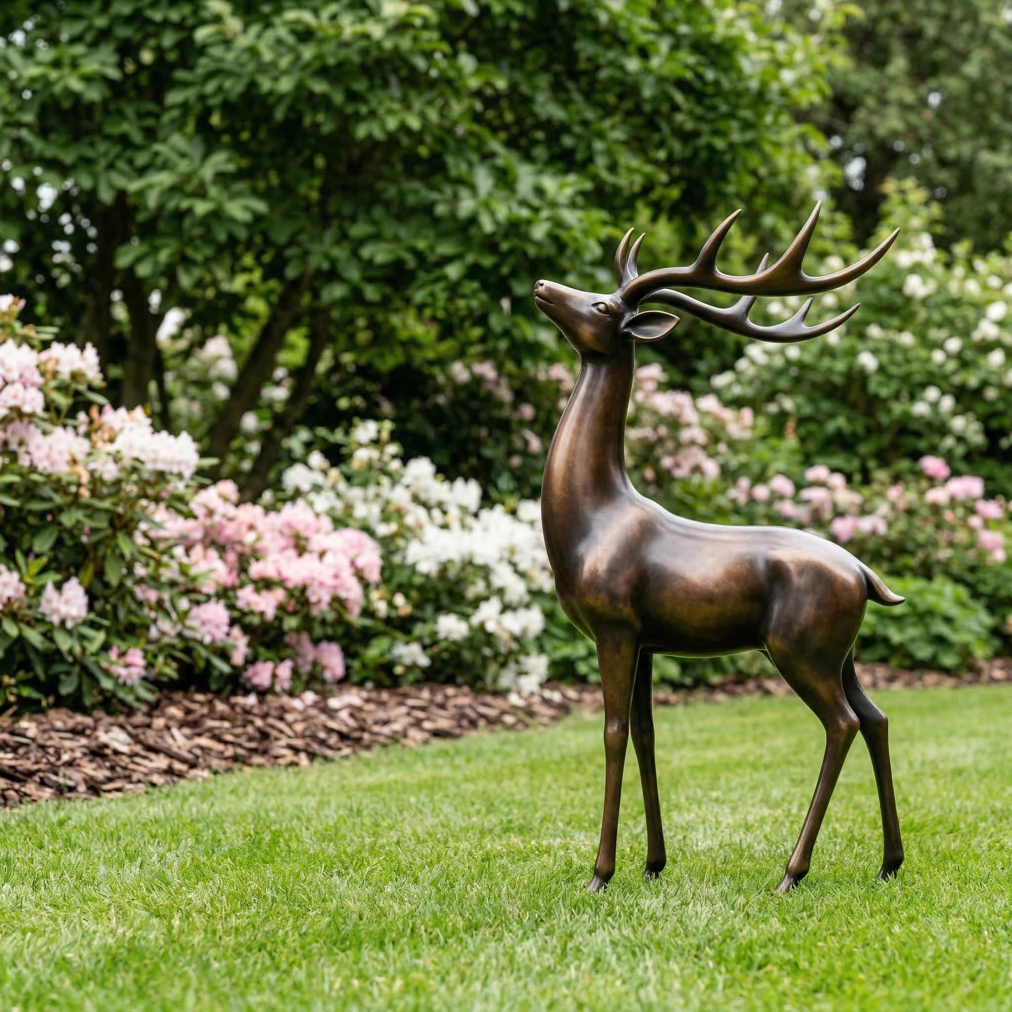 Vela-Bronze--Brass-Wildlife--Nature-Sculpture-Stag-Entrance--Driveway-VSMaterialTypeCode-7397-04