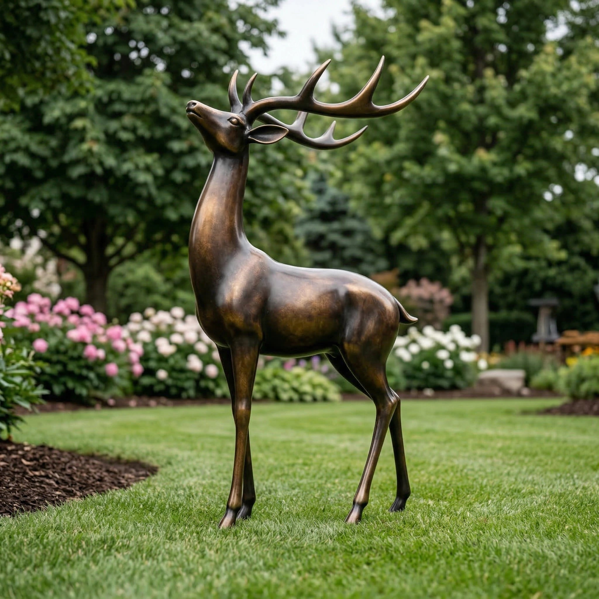 Vela-Bronze--Brass-Wildlife--Nature-Sculpture-Stag-Entrance--Driveway-VSMaterialTypeCode-7397-05