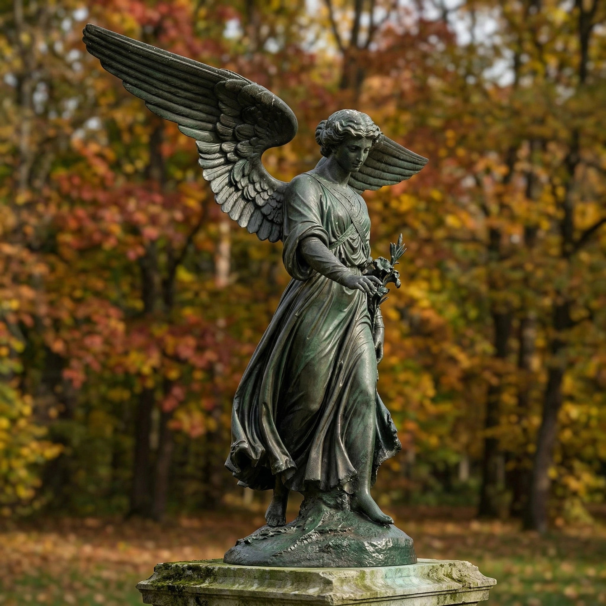 Vela-Bronze--Brass-Winged-Female-Guardian-Sculpture-Formal-Garden-Placement-VSBS-7341-03