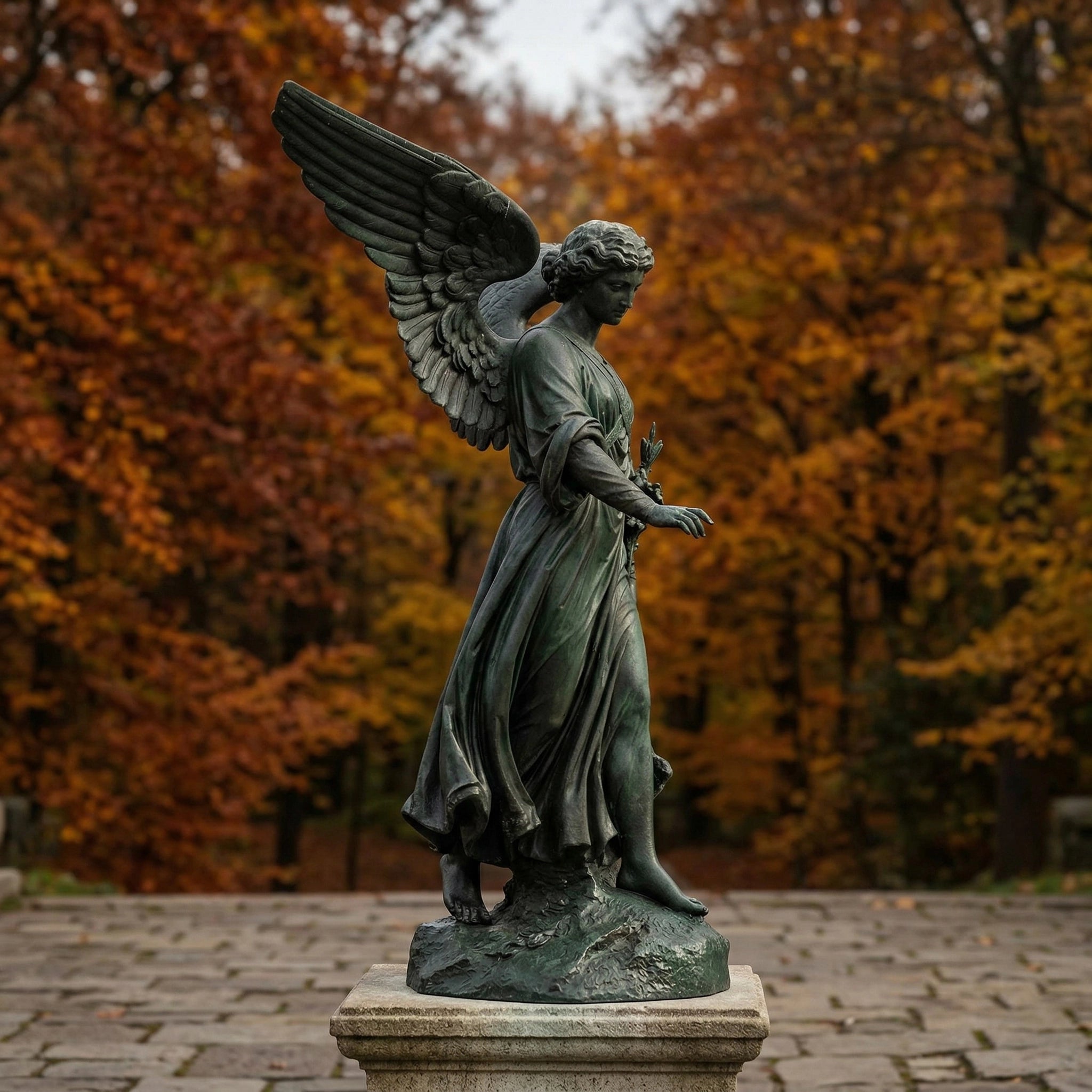 Vela-Bronze--Brass-Winged-Female-Guardian-Sculpture-Formal-Garden-Placement-VSBS-7341-04