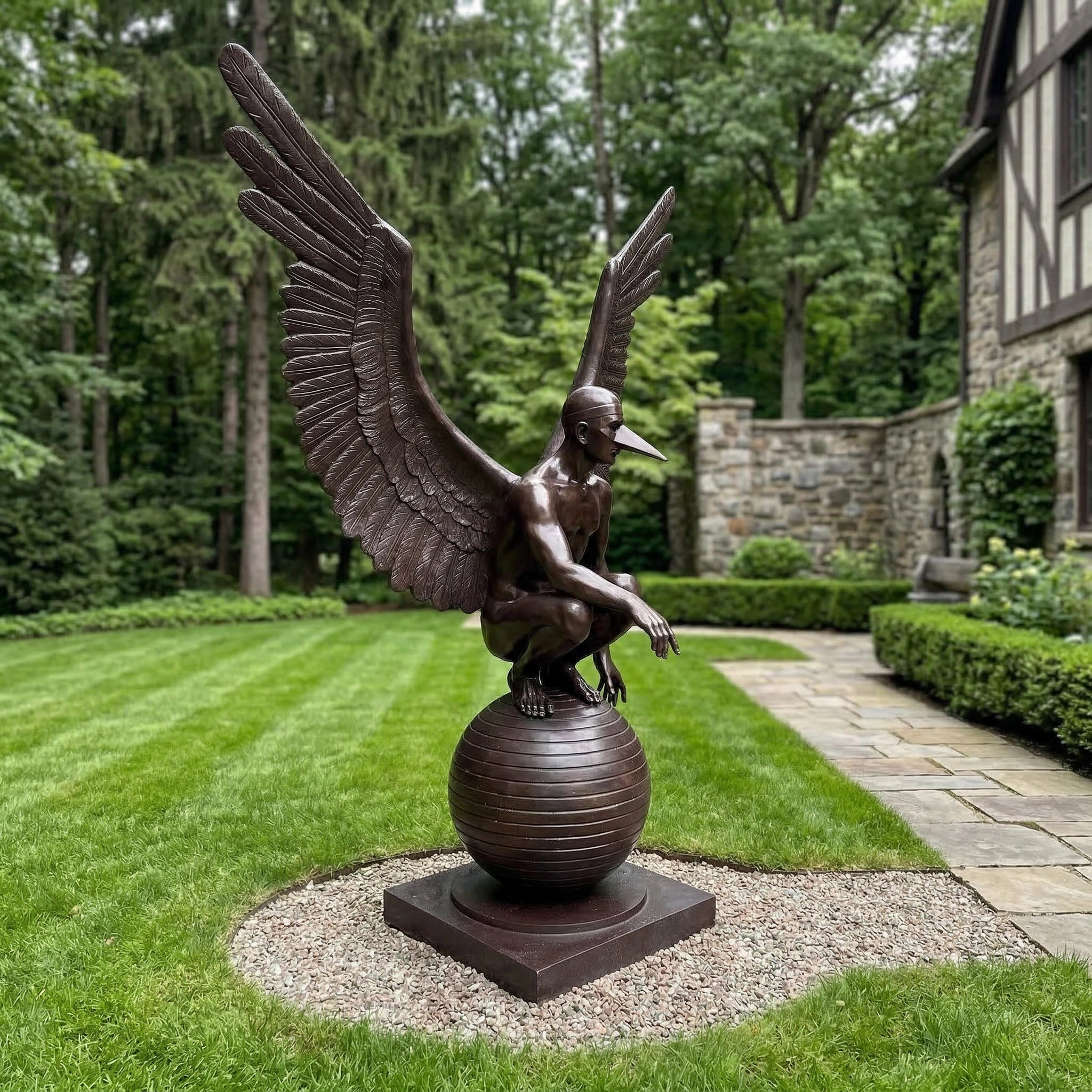 Vela-Bronze--Brass-Winged-Figurative-Sculpture-Garden-Pedestal-VSBS-6728-03