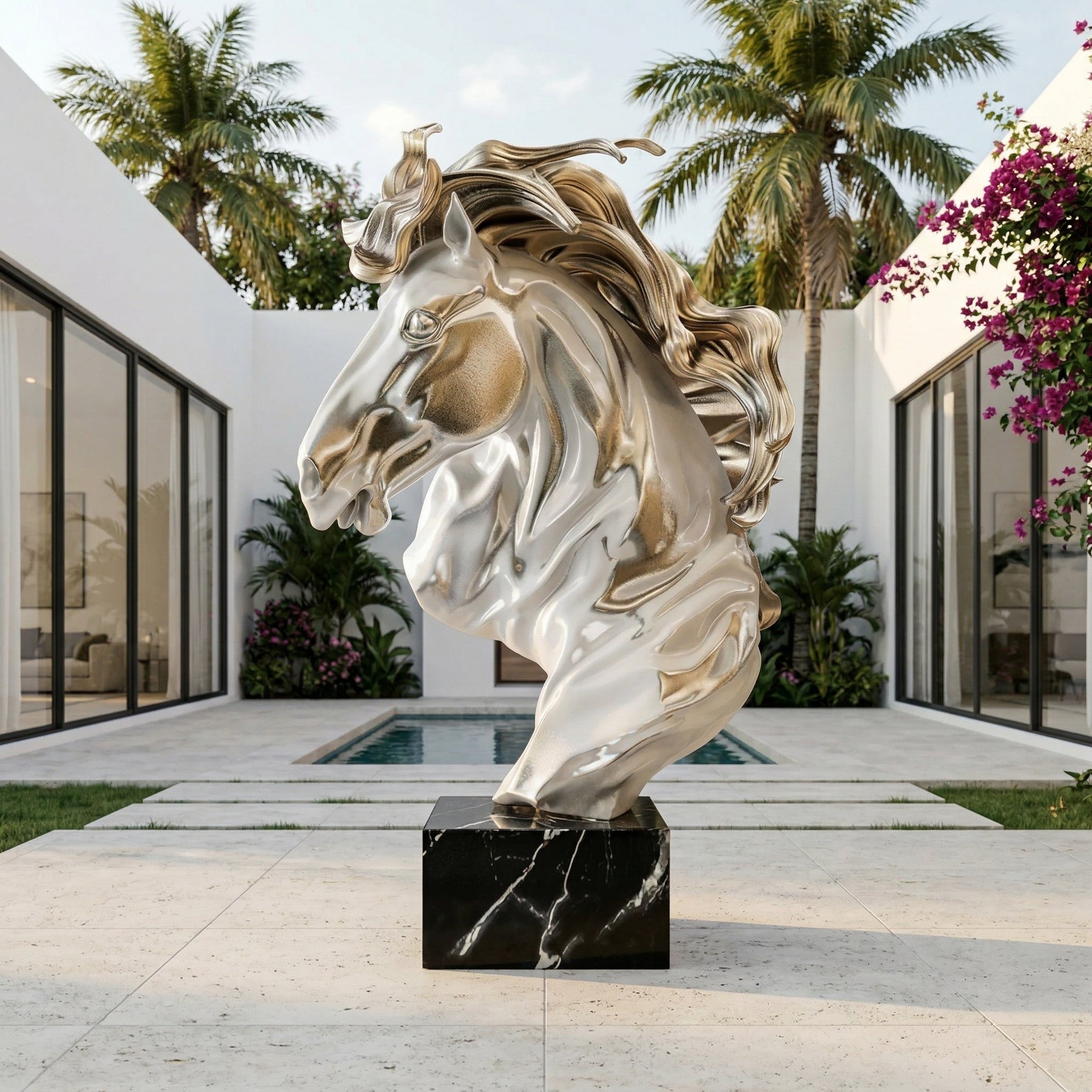 Vela-Fiberglass-Horse-Head-Sculpture-on-Marble-Plinth-VSFGS-742-06