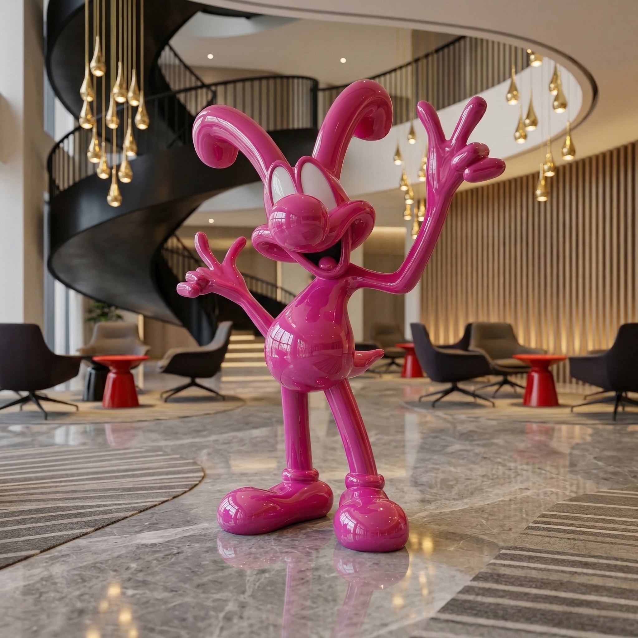 Vela-Fiberglass-Rabbit-Character-Sculpture-Glossy-Pop-Art-Pose-VSFGS-593-01