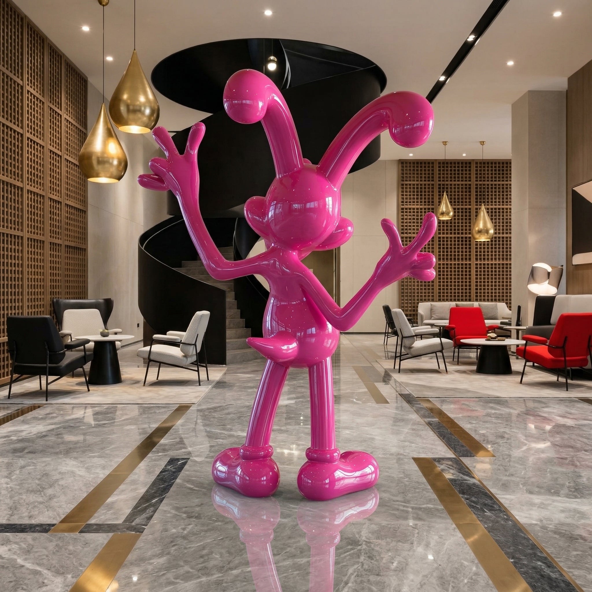 Vela-Fiberglass-Rabbit-Character-Sculpture-Glossy-Pop-Art-Pose-VSFGS-593-03