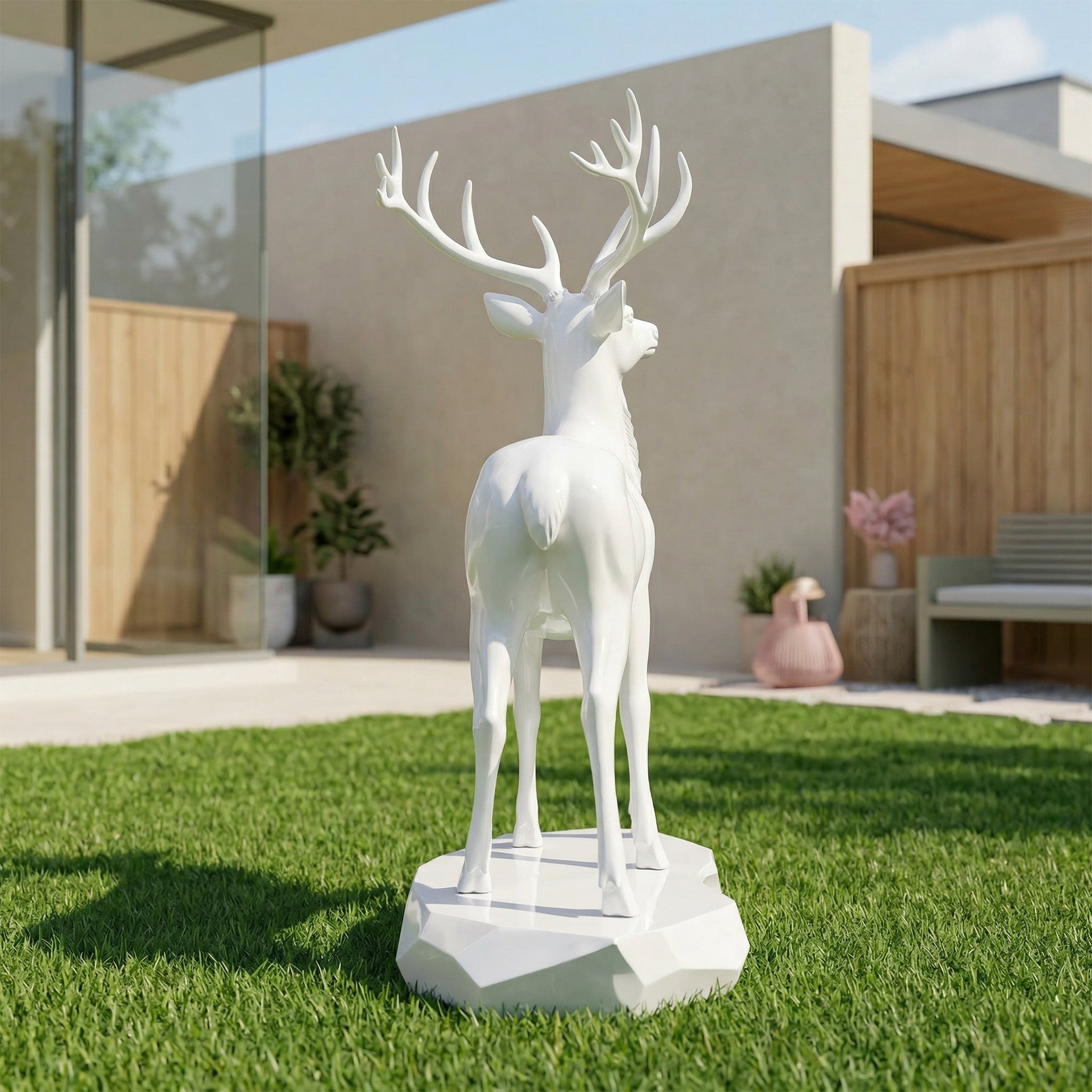 Vela-Fiberglass-Stag-Sculpture-Geometric-Plinth-VSFGS-764-03