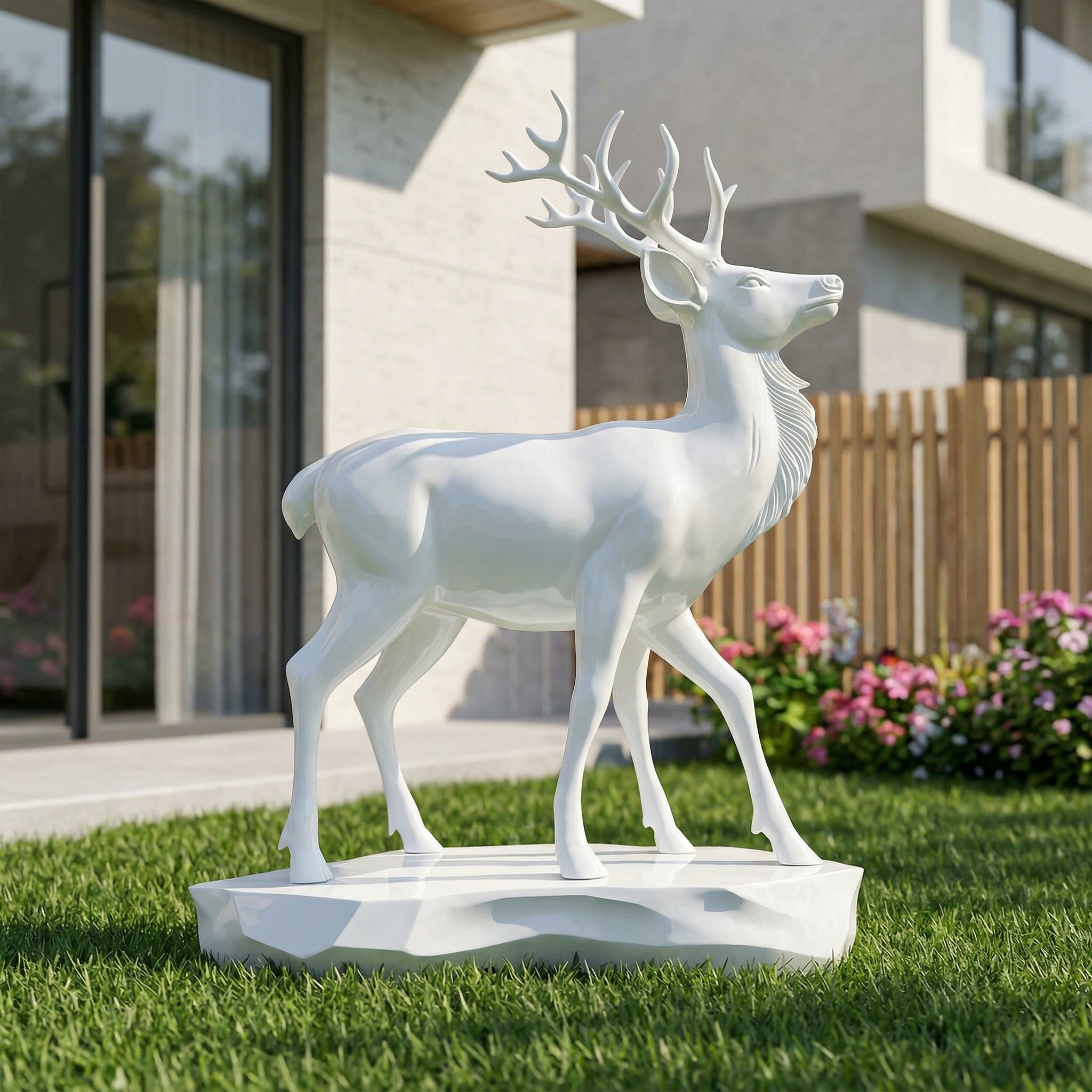 Vela-Fiberglass-Stag-Sculpture-Geometric-Plinth-VSFGS-764-04
