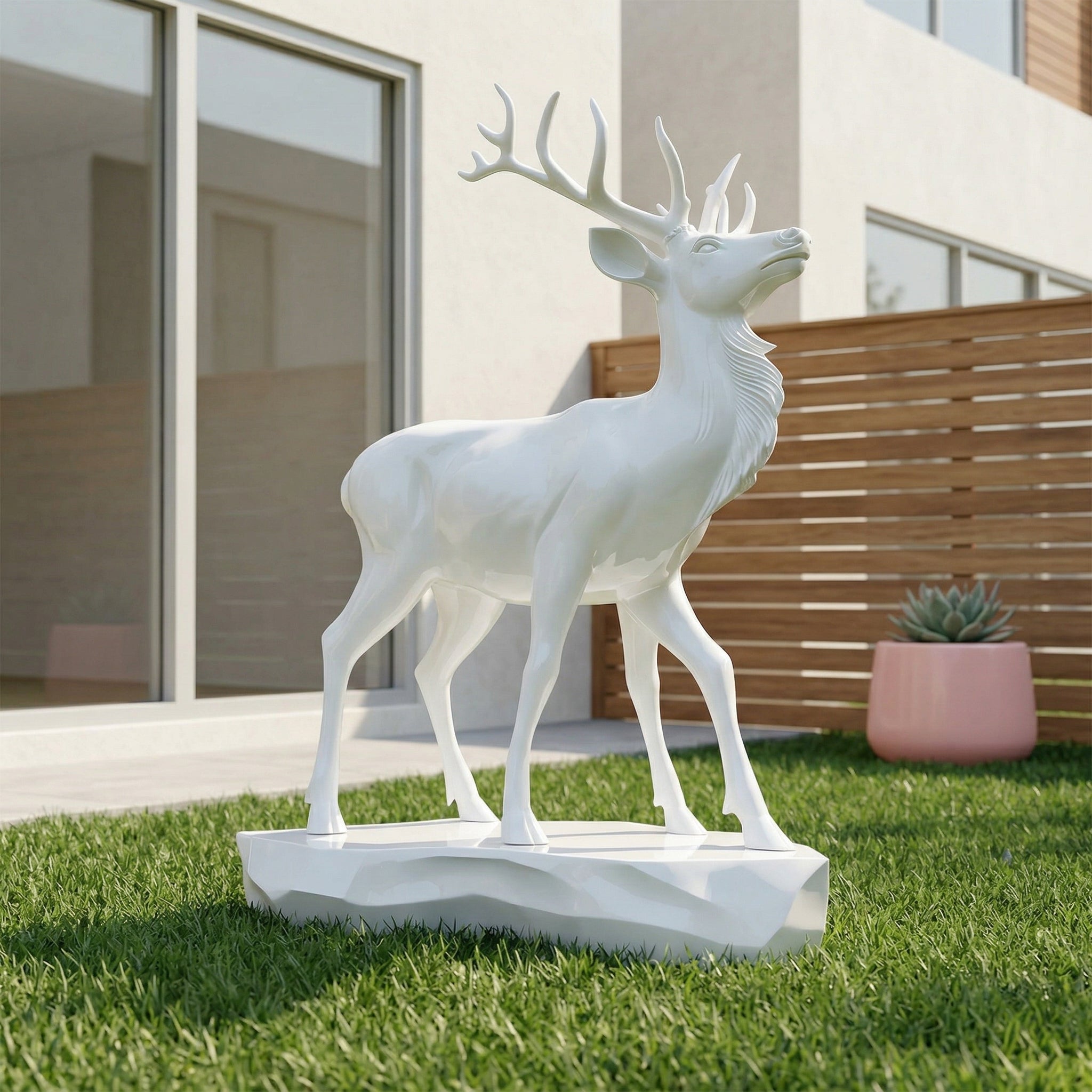 Vela-Fiberglass-Stag-Sculpture-Geometric-Plinth-VSFGS-764-05