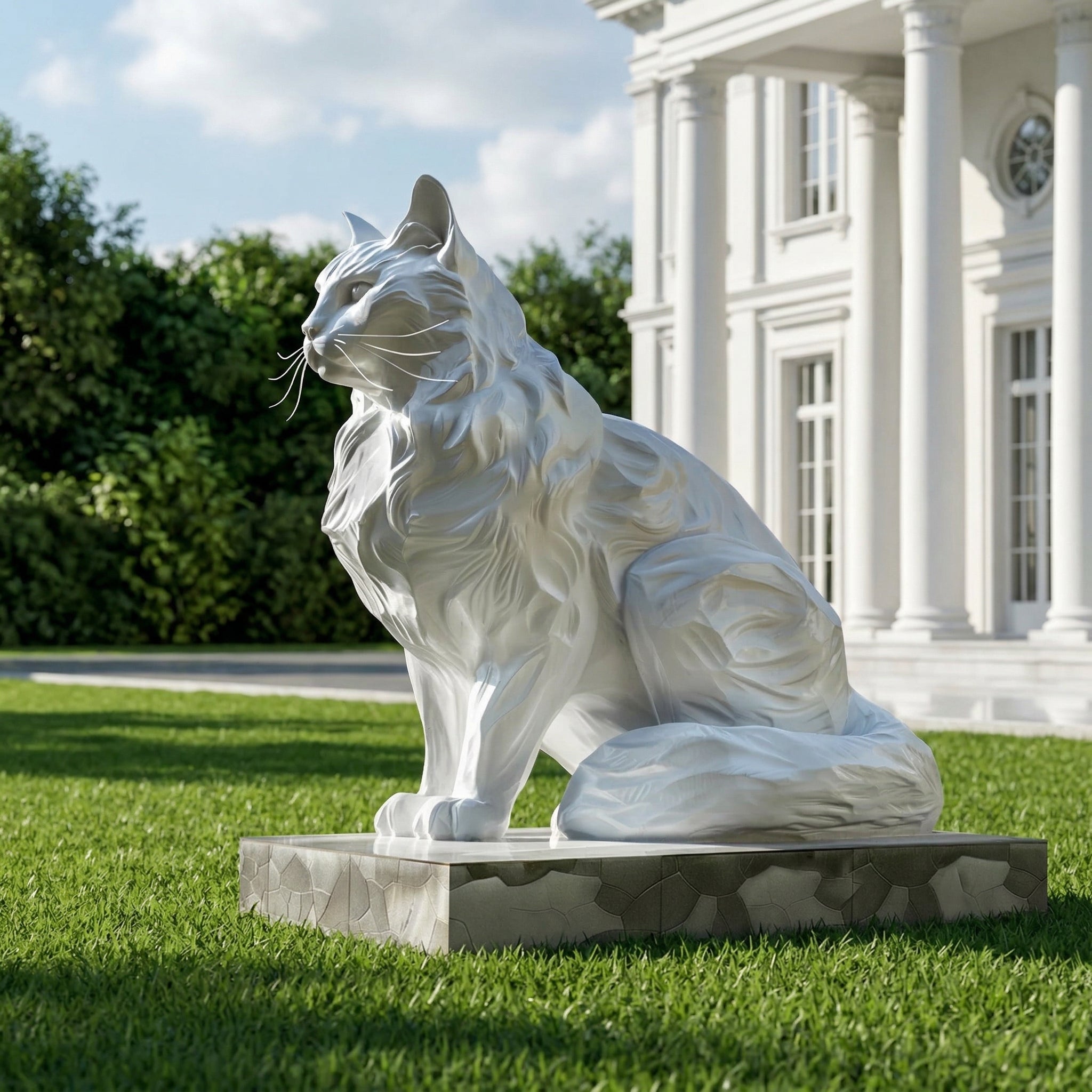 Vela-Fiberglass-Wildlife-Cat-Sculpture-Geometric-Plinth-VSFGS-418-04