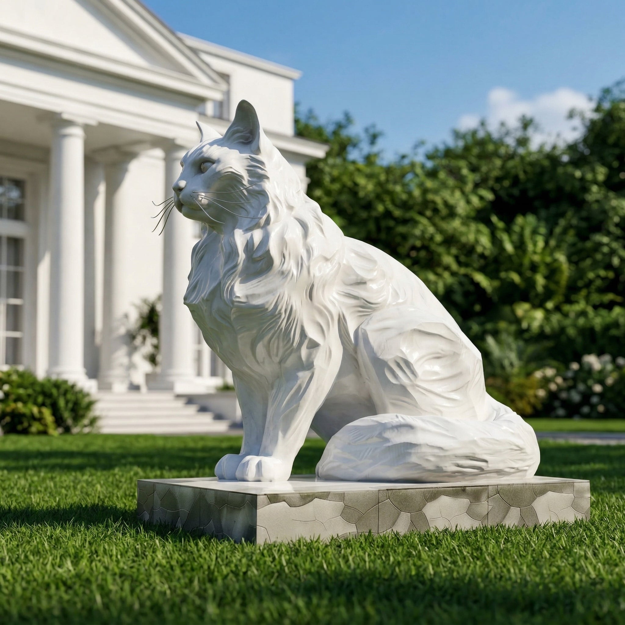 Vela-Fiberglass-Wildlife-Cat-Sculpture-Geometric-Plinth-VSFGS-418-05