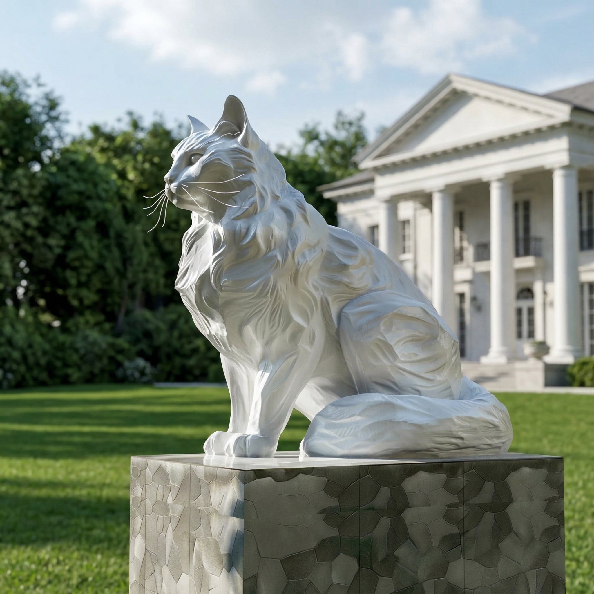 Vela-Fiberglass-Wildlife-Cat-Sculpture-Geometric-Plinth-VSFGS-418-06