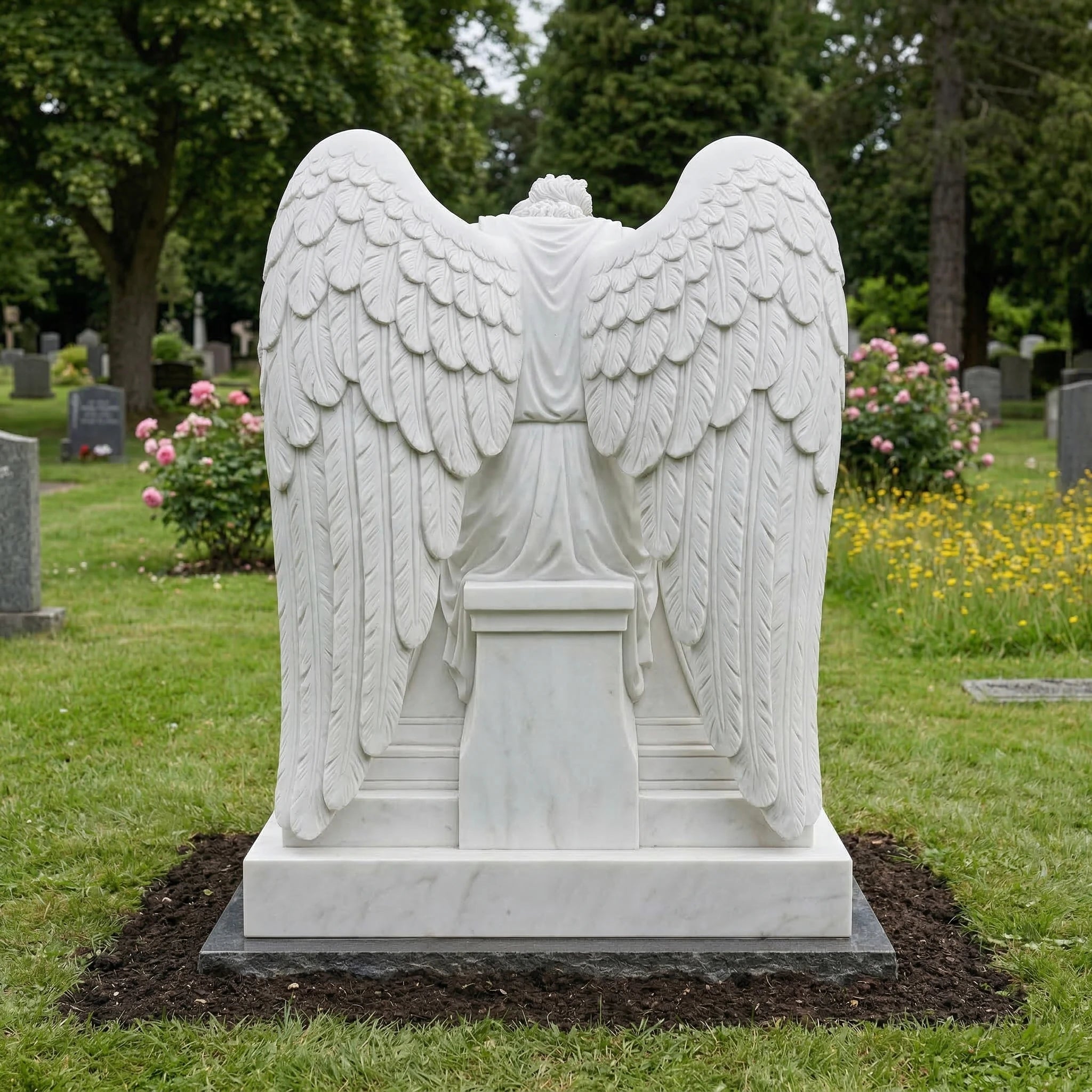Vela-Natural-Marble-Angel-Funerary-Sculpture-Bowed-Over-Pedestal-VSMS-4073-02