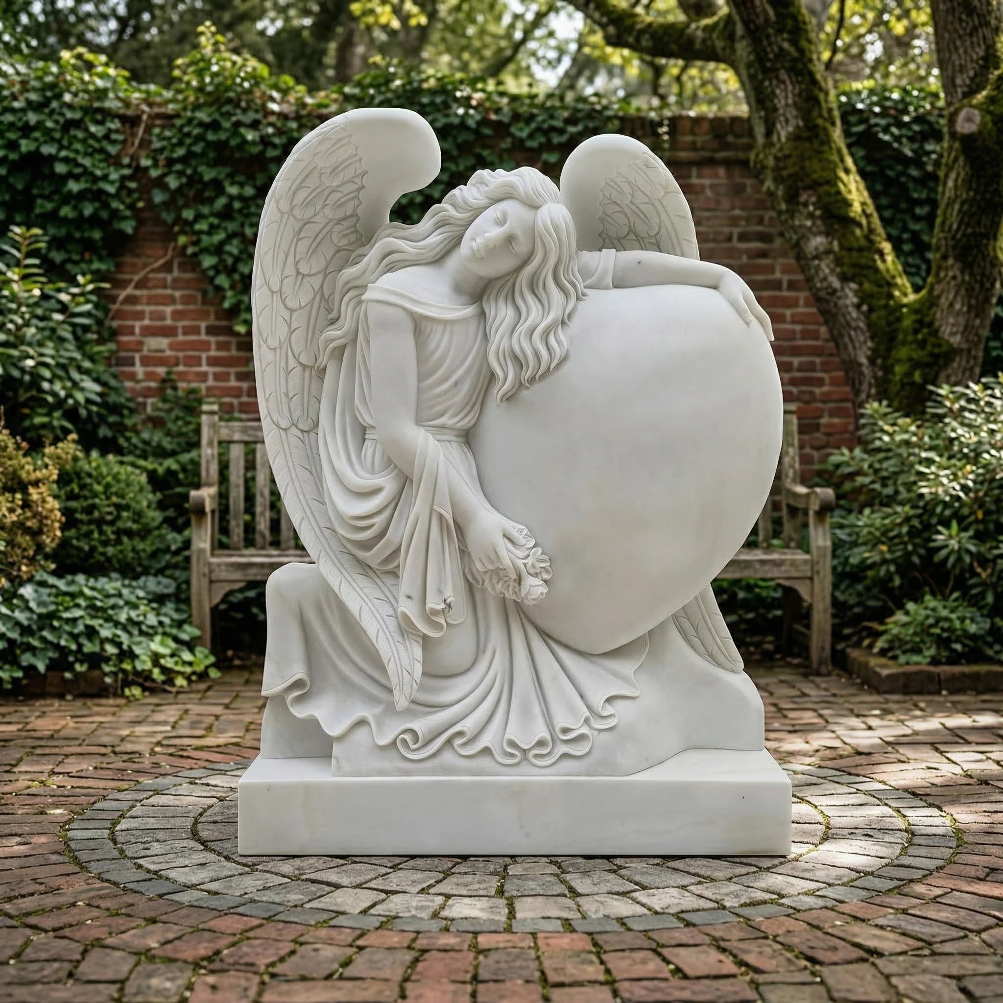 Vela-Natural-Marble-Angel-Heart-Sculpture-Garden-Repose-VSMS-683-01