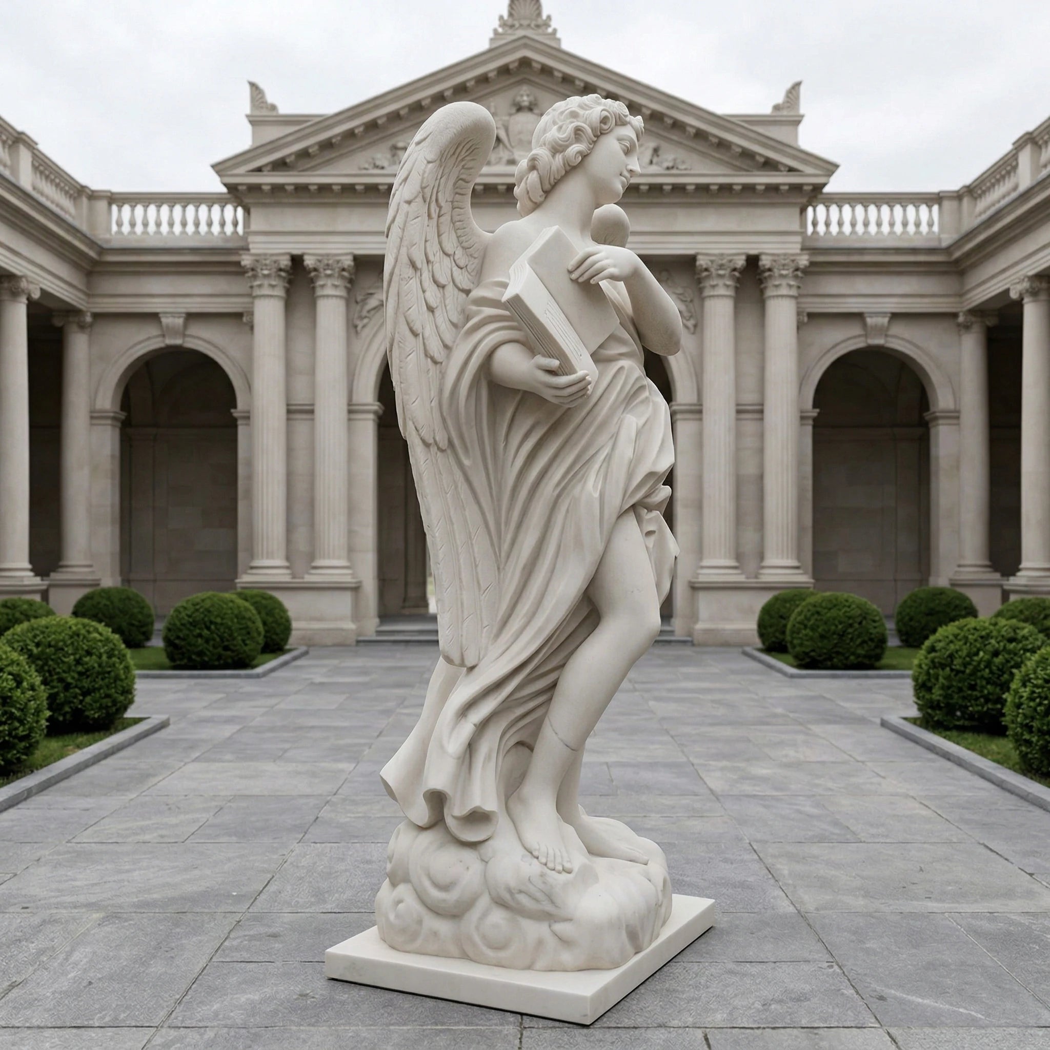 Vela-Natural-Marble-Angel-Sculpture-Book-Pedestal-Placement-MS4827-03