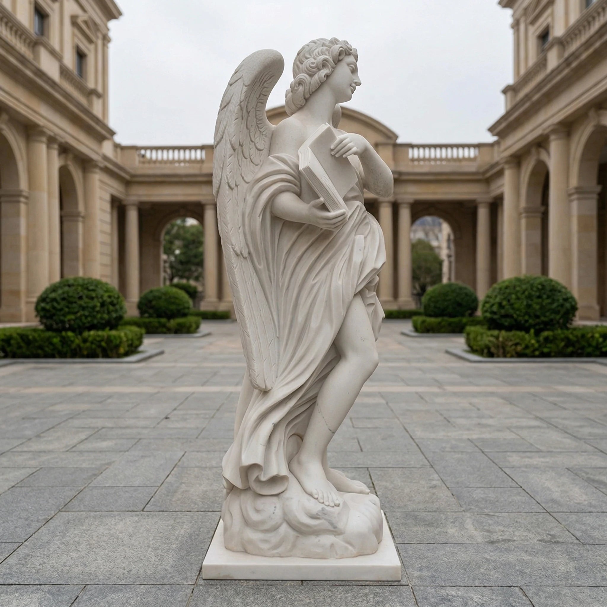 Vela-Natural-Marble-Angel-Sculpture-Book-Pedestal-Placement-MS4827-04