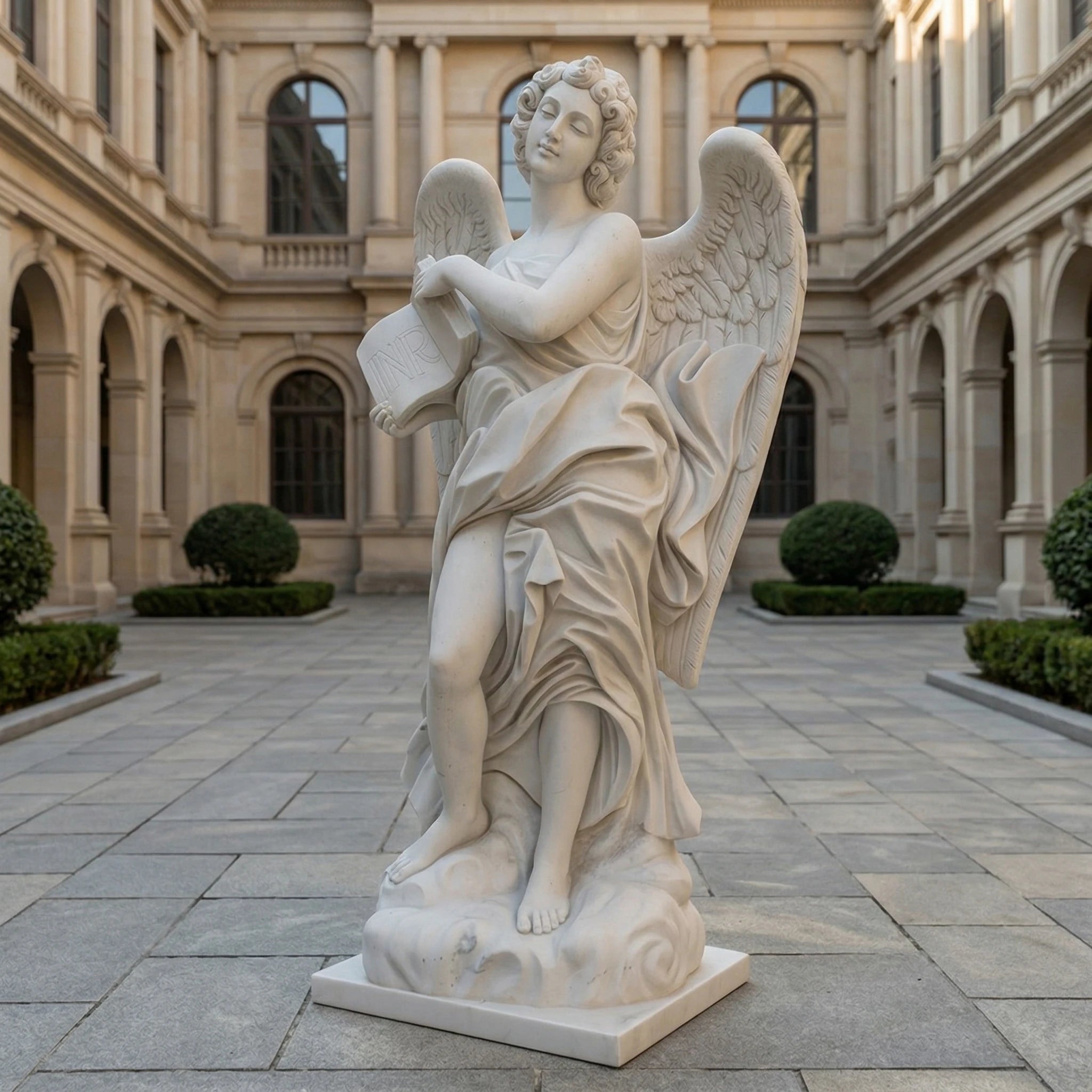 Vela-Natural-Marble-Angel-Sculpture-Book-Pedestal-Placement-MS4827-05