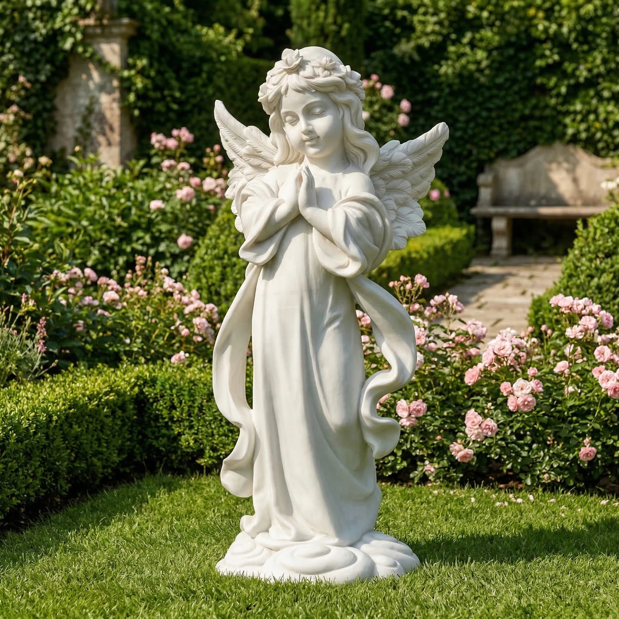 Vela-Natural-Marble-Angel-Sculpture-Garden-Figure-VSMS-592-01