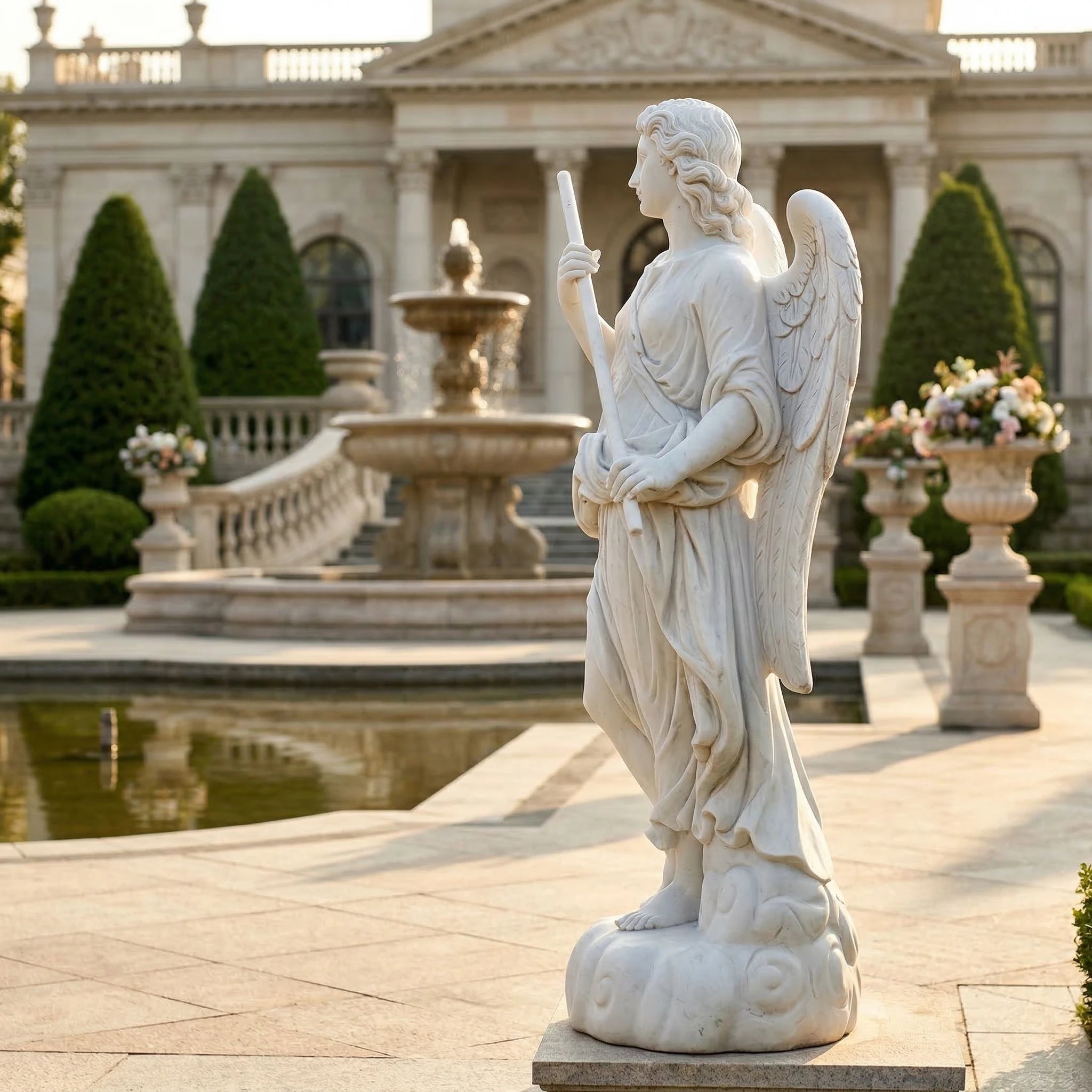 Vela-Natural-Marble-Angel-Sculpture-Garden-Fountain-Figure-VSMS-4127-02