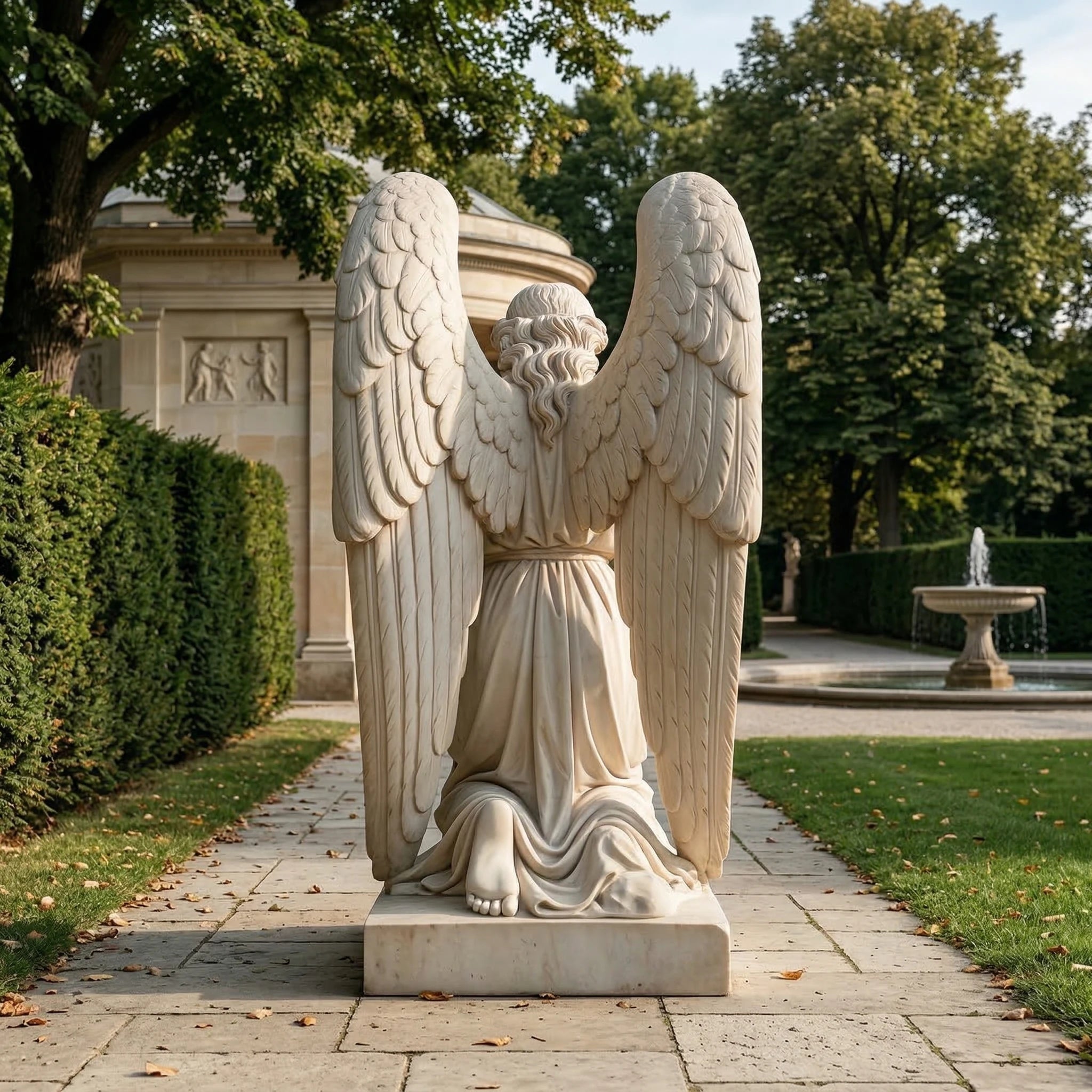 Vela-Natural-Marble-Angel-Sculpture-Kneeling-Garden-Figure-VSMS-4316-02
