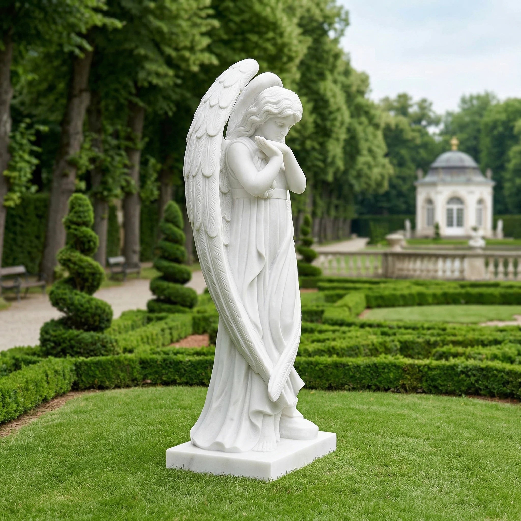 Vela-Natural-Marble-Angel-Sculpture-Winged-Garden-Figure-VSMS-2854-02