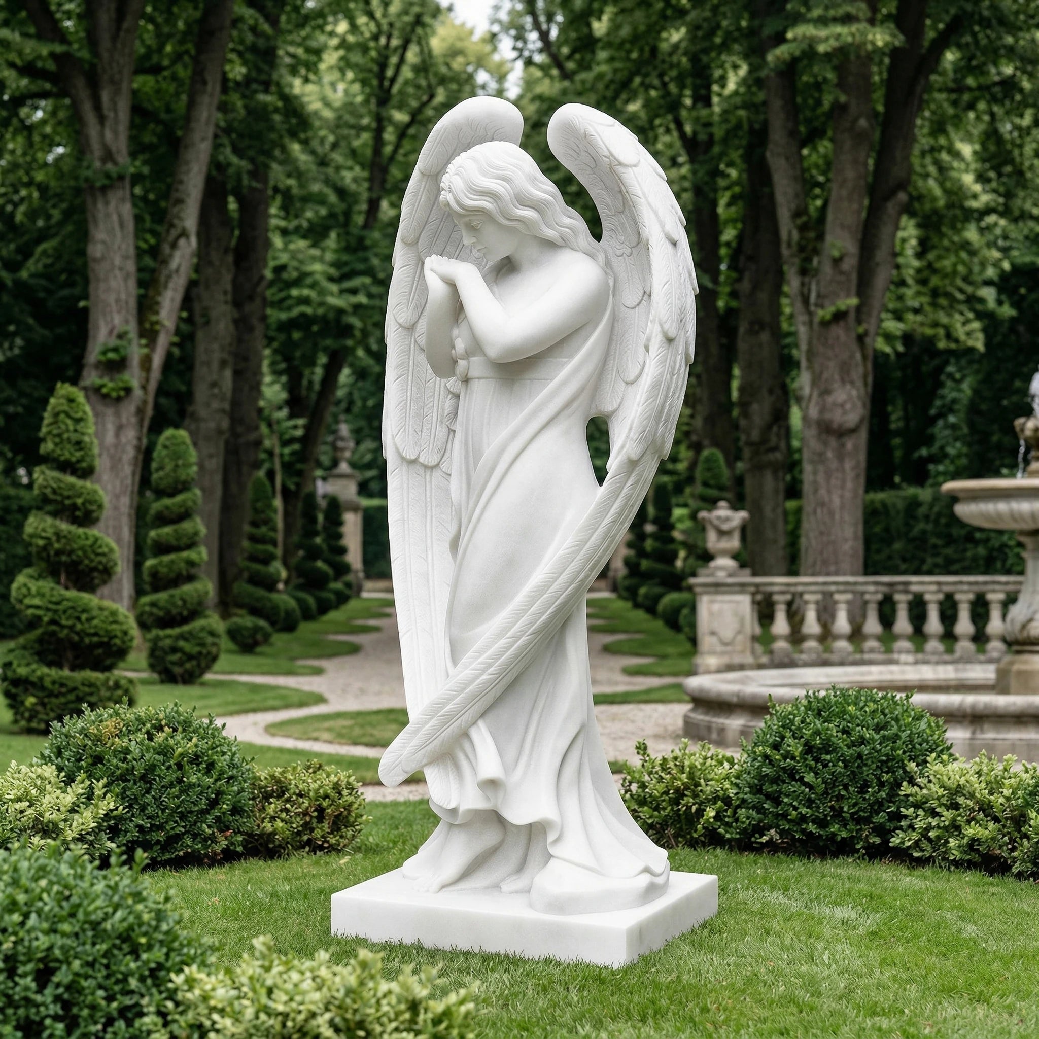 Vela-Natural-Marble-Angel-Sculpture-Winged-Garden-Figure-VSMS-2854-03
