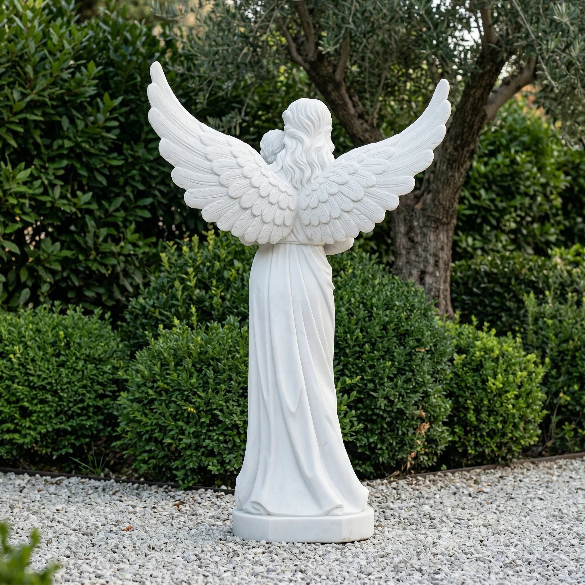 Vela-Natural-Marble-Angel-and-Child-Sculpture-Garden-Pedestal-VSMS-889-02