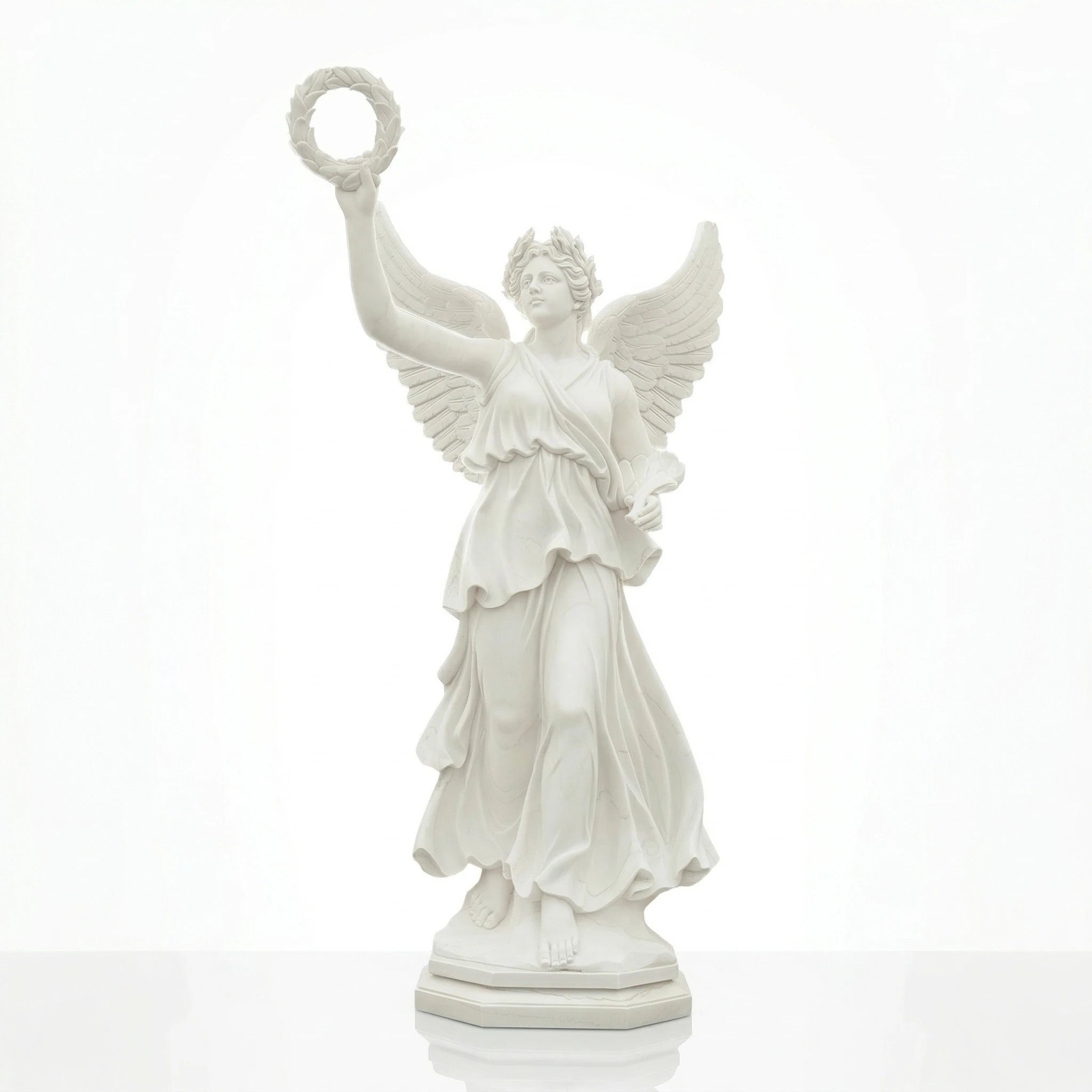 Vela-Natural-Marble-Angelic-Female-Laurel-Wreath-Garden-Statuary-Sculpture-VSMaterialTypeCode-7412-06