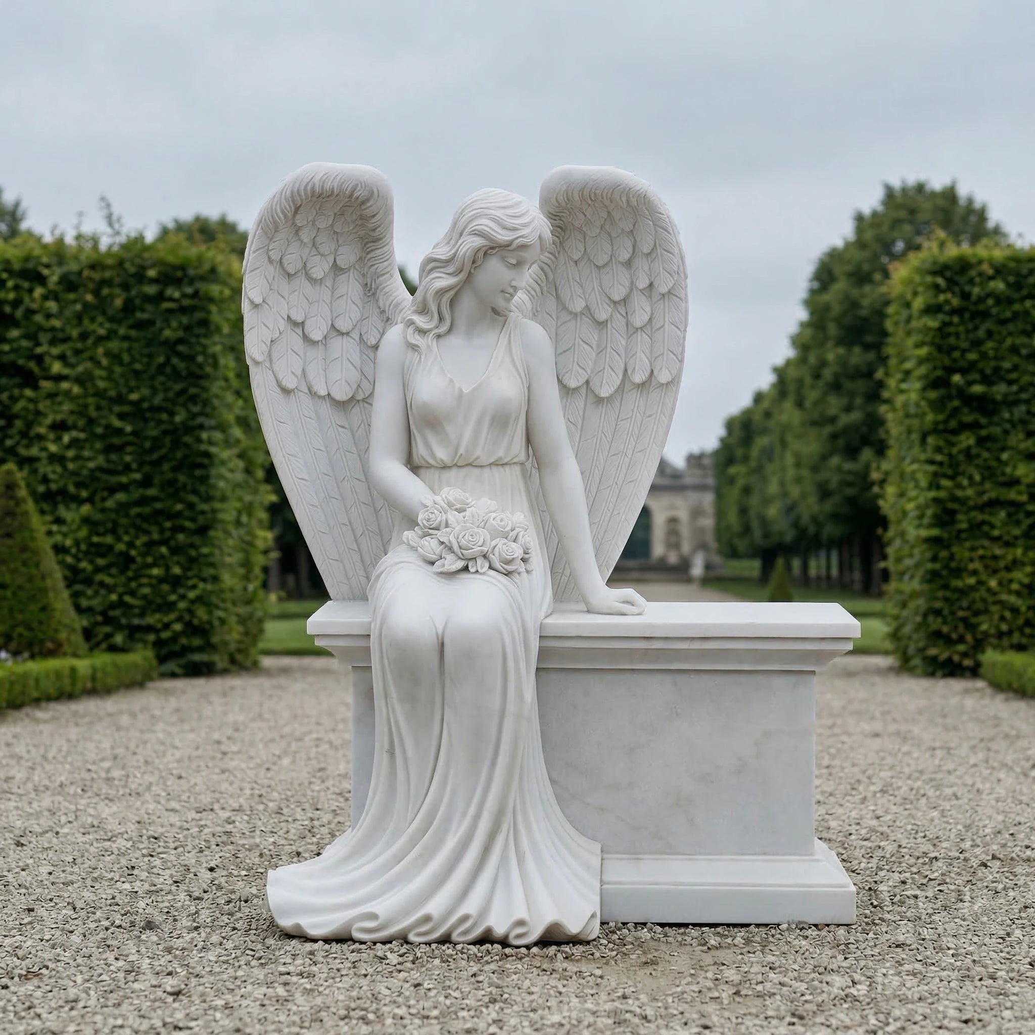 Vela-Natural-Marble-Angelic-Female-Sculpture-Winged-Garden-Figure-VSMS-4319-01