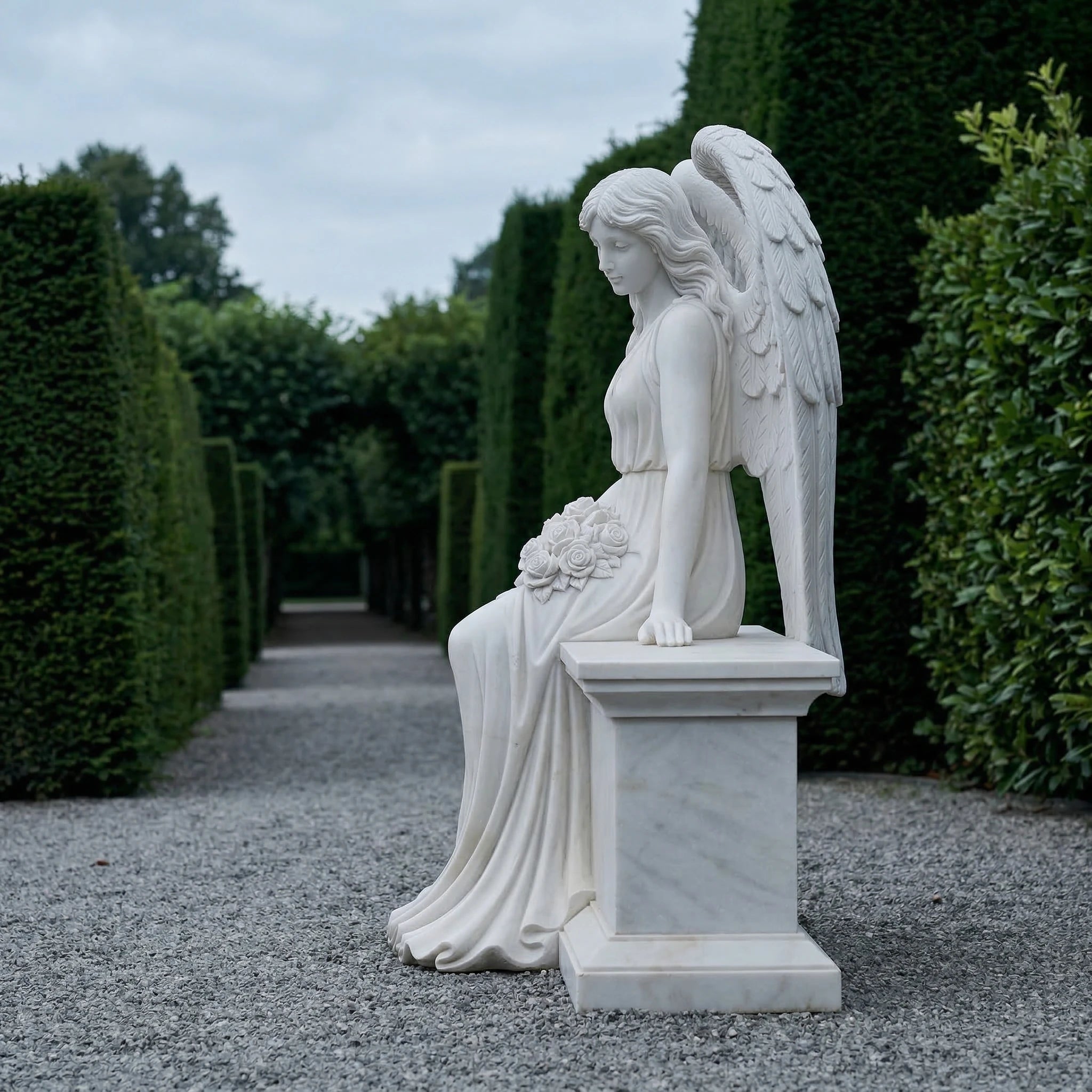 Vela-Natural-Marble-Angelic-Female-Sculpture-Winged-Garden-Figure-VSMS-4319-03