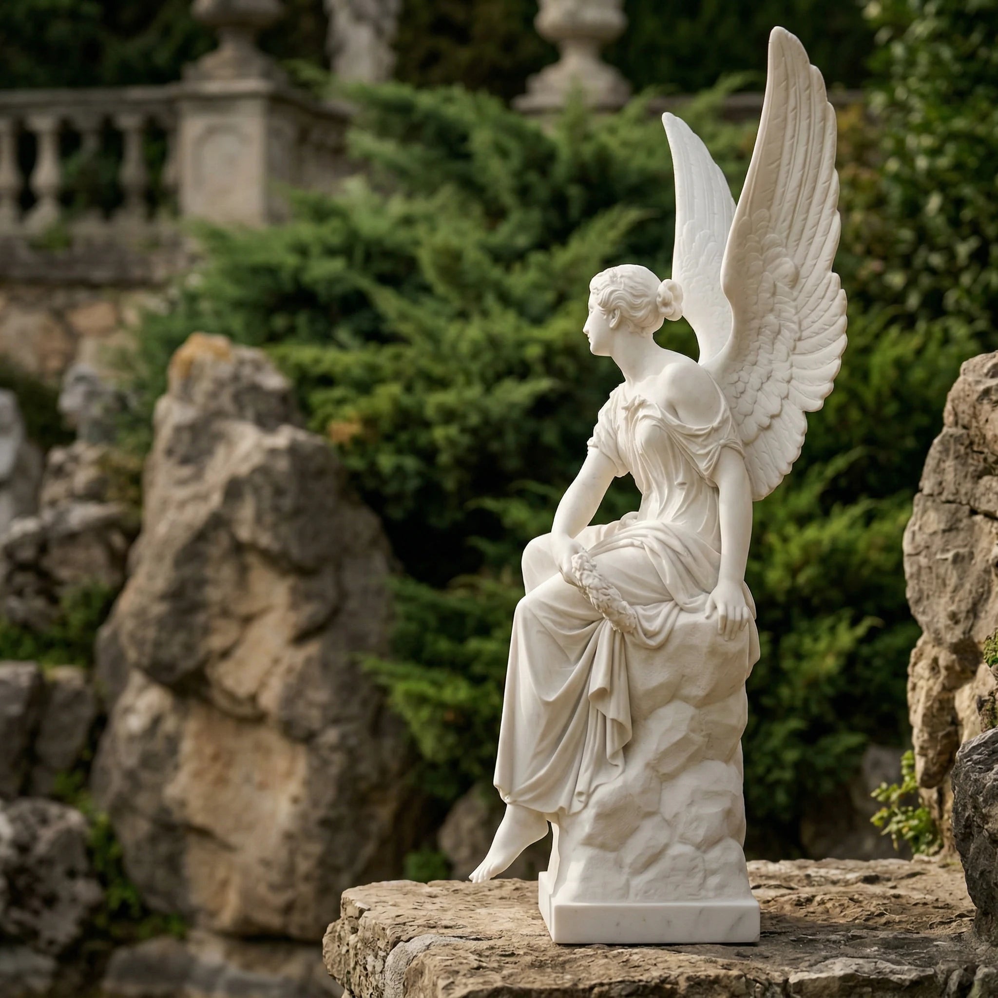 Vela-Natural-Marble-Angelic-Female-Sculpture-Winged-Garden-Figure-VSMS-763-03