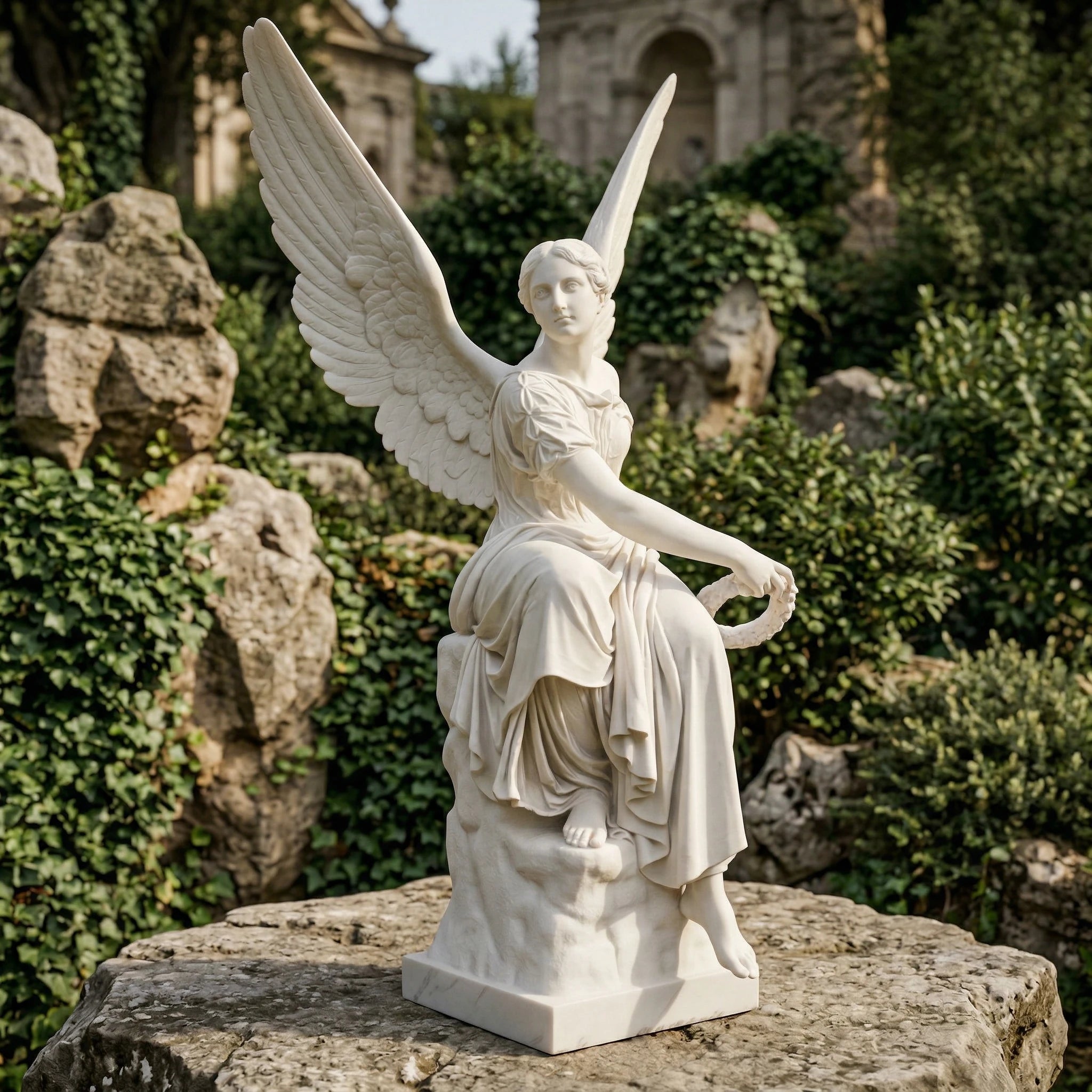Vela-Natural-Marble-Angelic-Female-Sculpture-Winged-Garden-Figure-VSMS-763-04