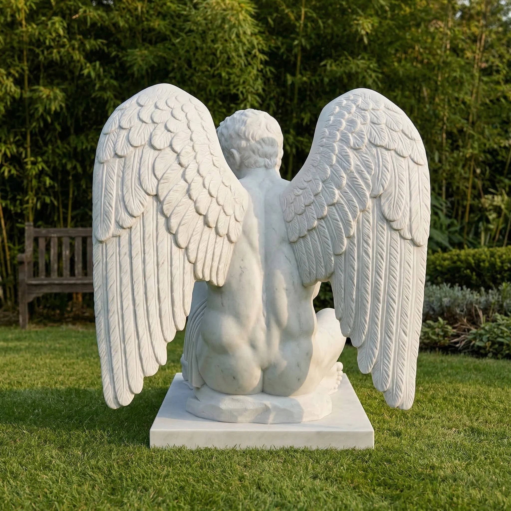 Vela-Natural-Marble-Angelic-Figurative-Sculpture-Seated-Garden-Guardian-VSMS-5584-02