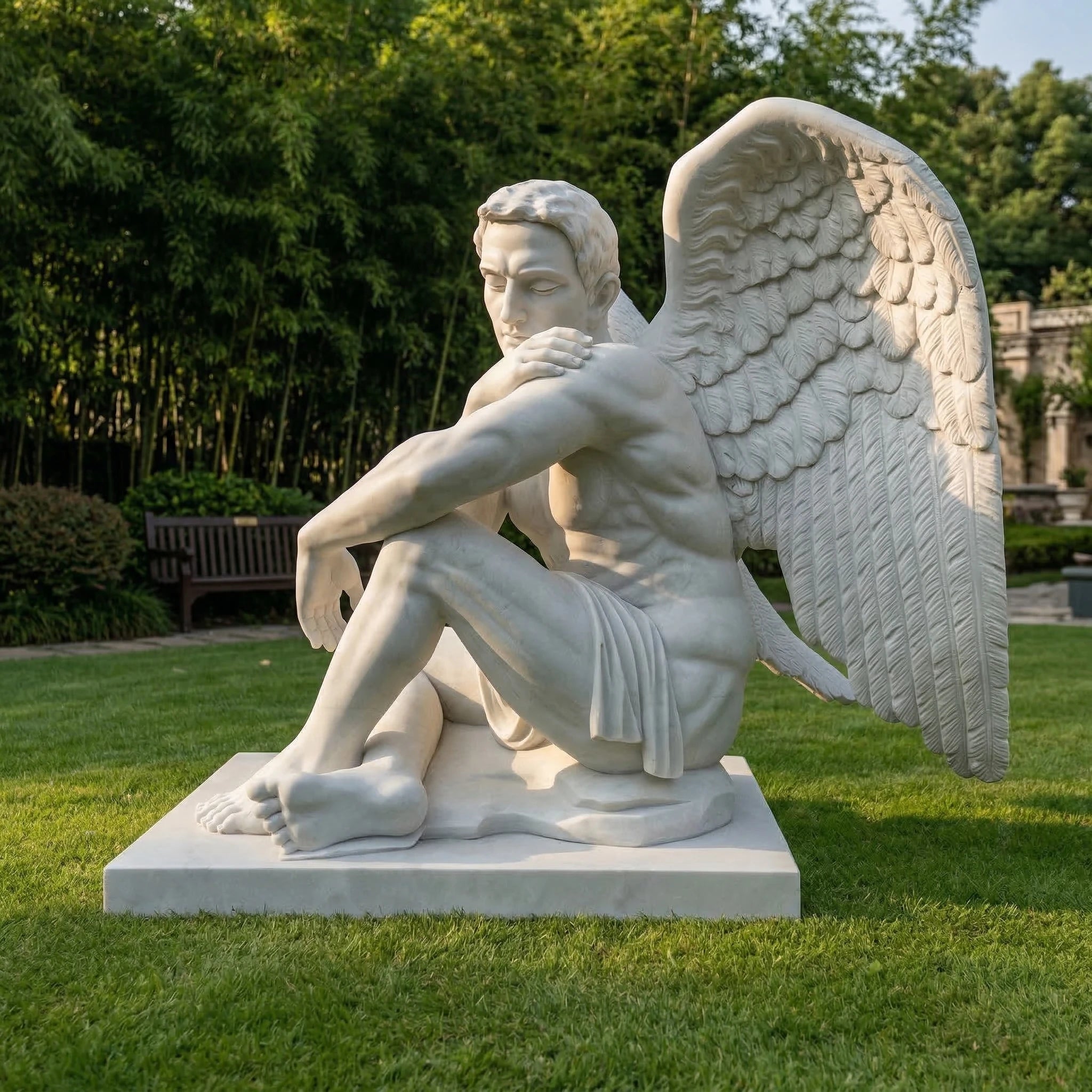 Vela-Natural-Marble-Angelic-Figurative-Sculpture-Seated-Garden-Guardian-VSMS-5584-05
