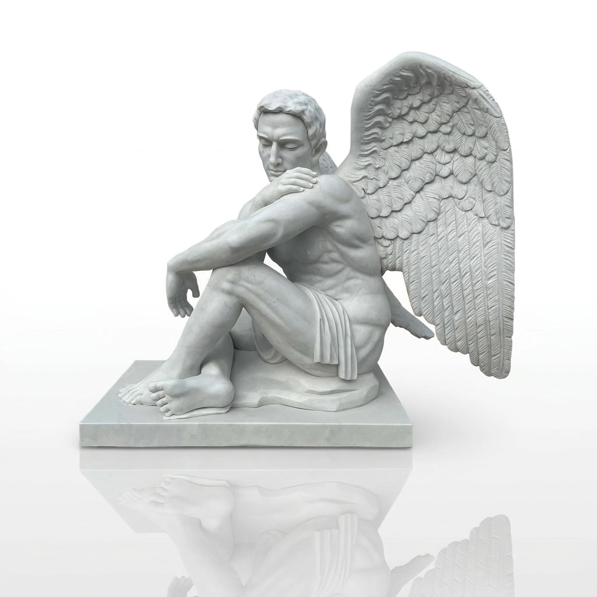 Vela-Natural-Marble-Angelic-Figurative-Sculpture-Seated-Garden-Guardian-VSMS-5584-06