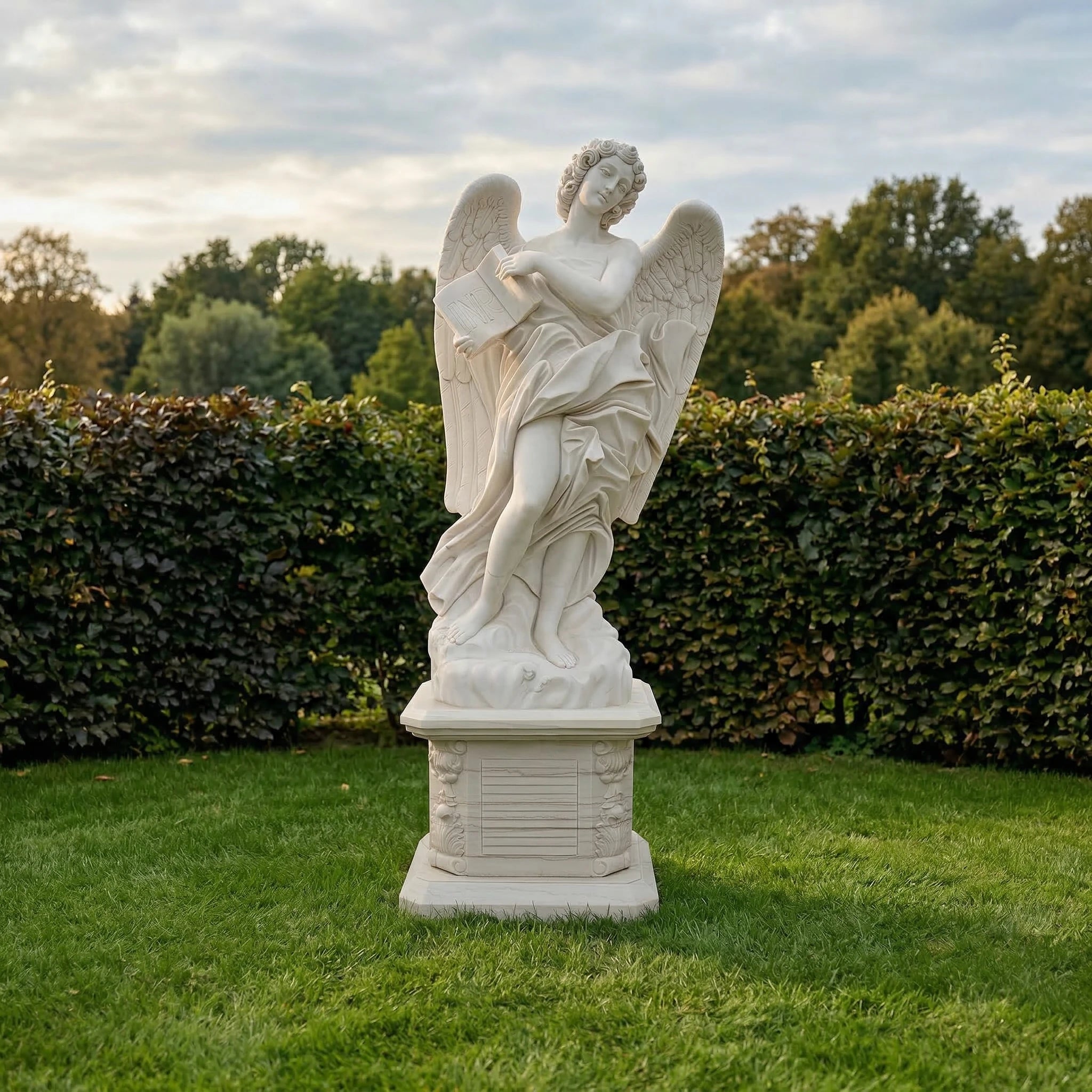 Vela-Natural-Marble-Angelic-Figure-Sculpture-Garden-Pedestal-VSMS-4413-01