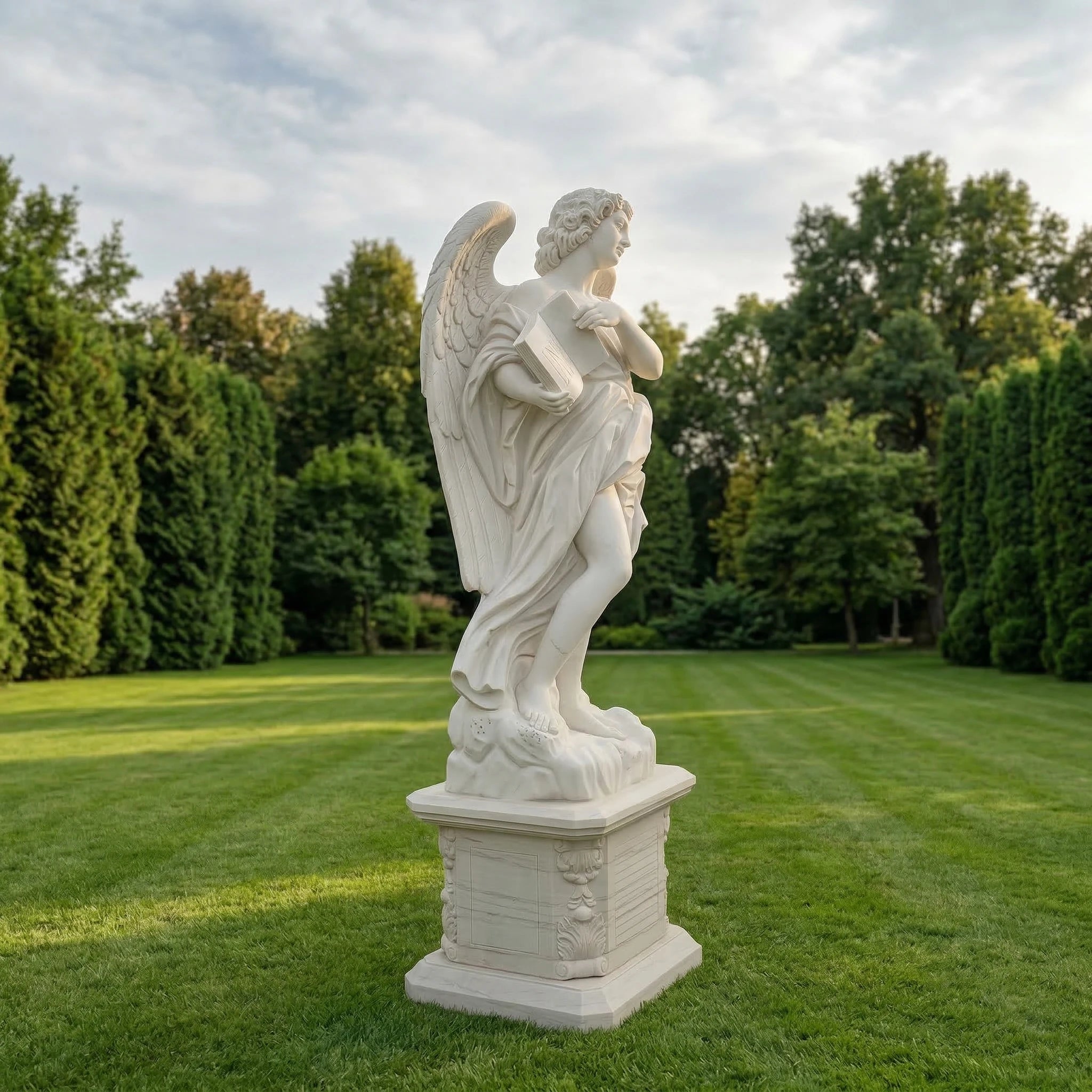 Vela-Natural-Marble-Angelic-Figure-Sculpture-Garden-Pedestal-VSMS-4413-03
