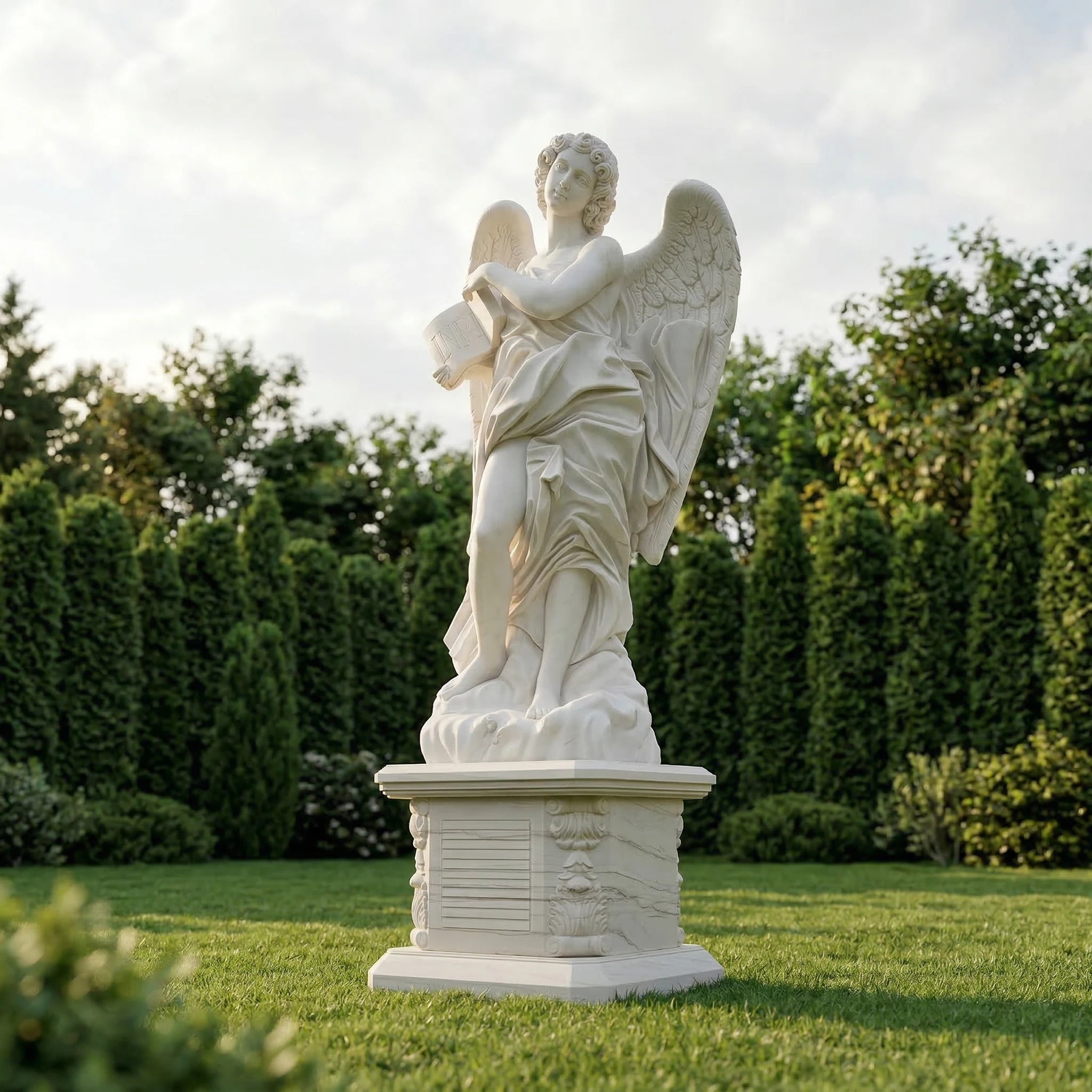 Vela-Natural-Marble-Angelic-Figure-Sculpture-Garden-Pedestal-VSMS-4413-05