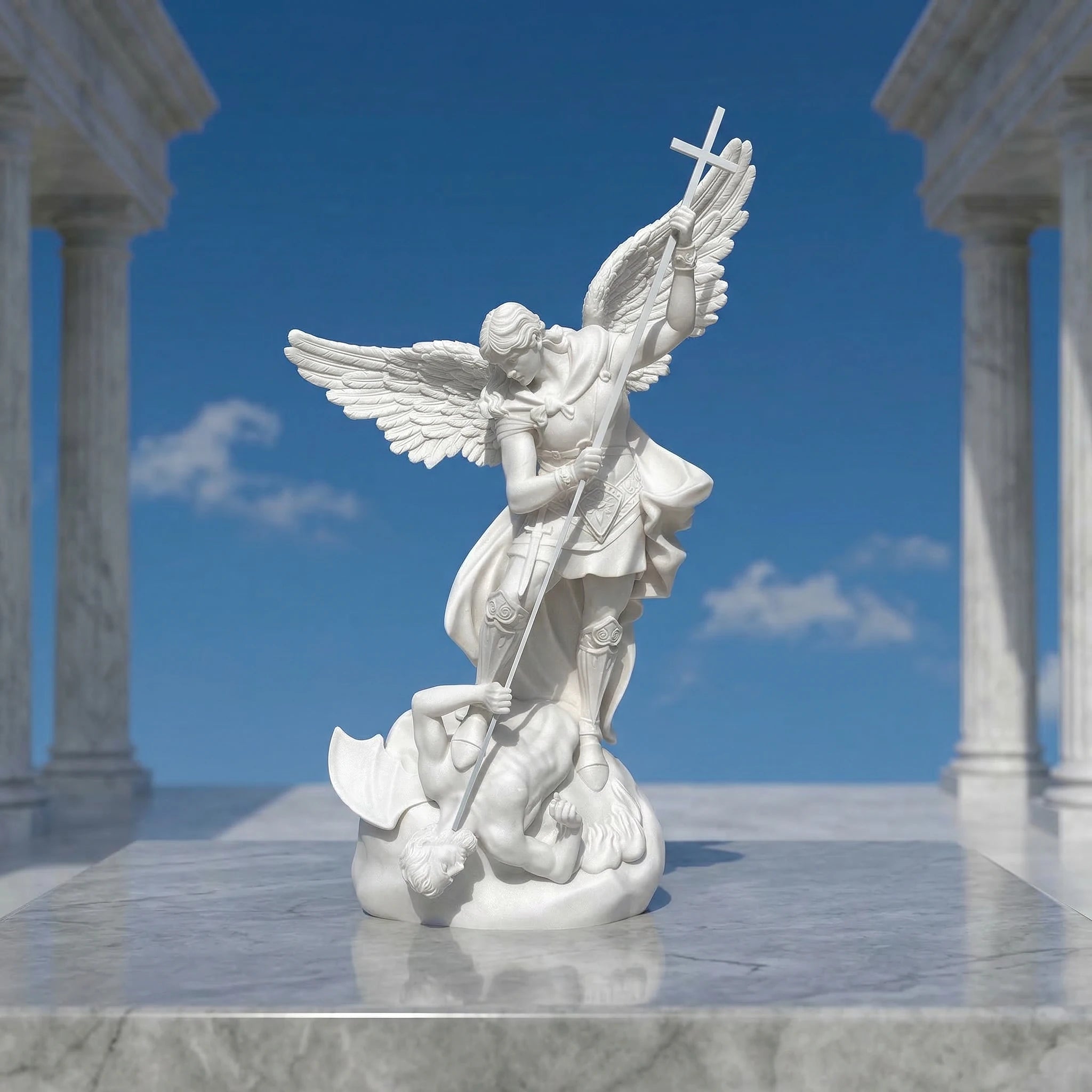 Vela-Natural-Marble-Angelic-Warrior-Sculpture-Winged-Garden-Centerpiece-VSMS-4836-01