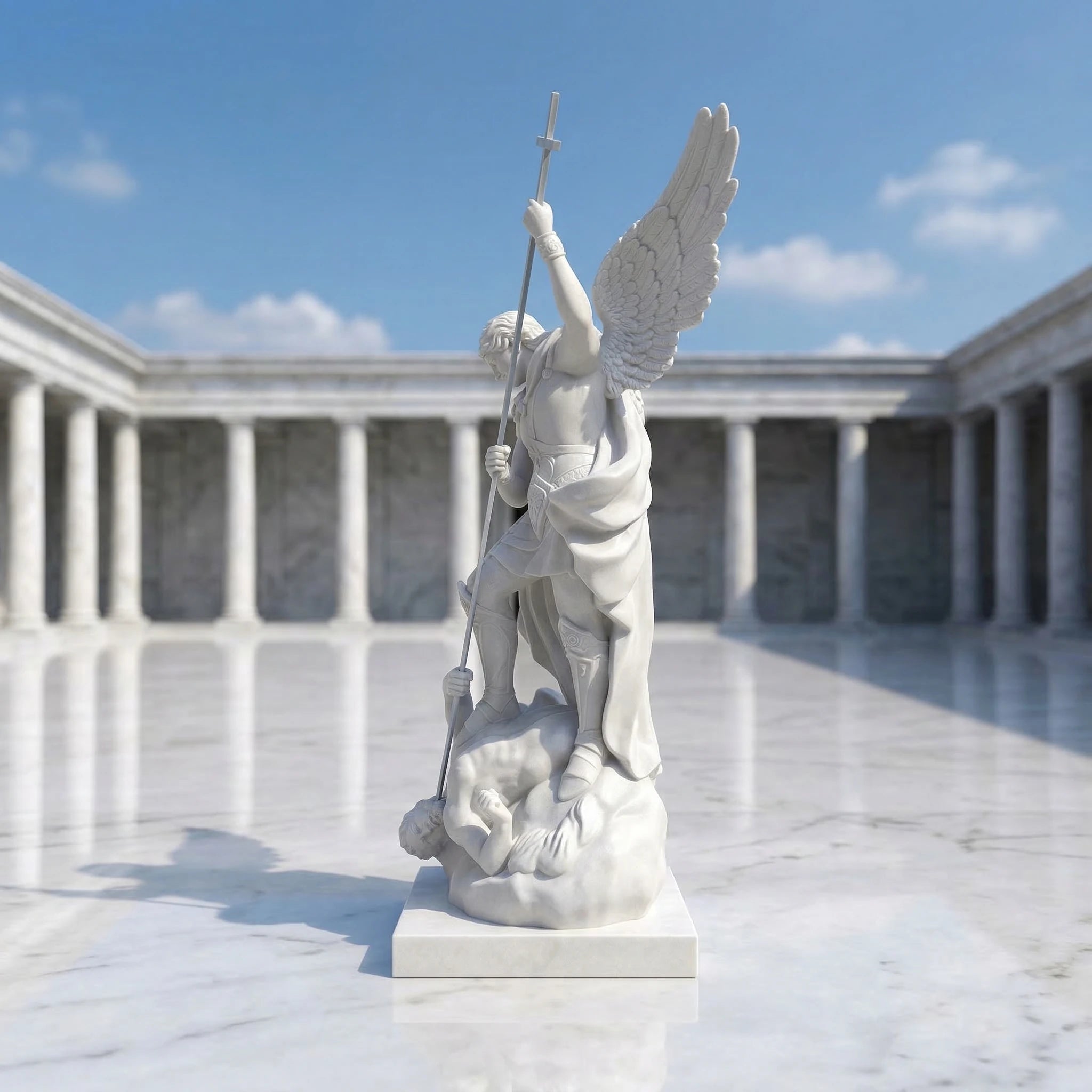 Vela-Natural-Marble-Angelic-Warrior-Sculpture-Winged-Garden-Centerpiece-VSMS-4836-03