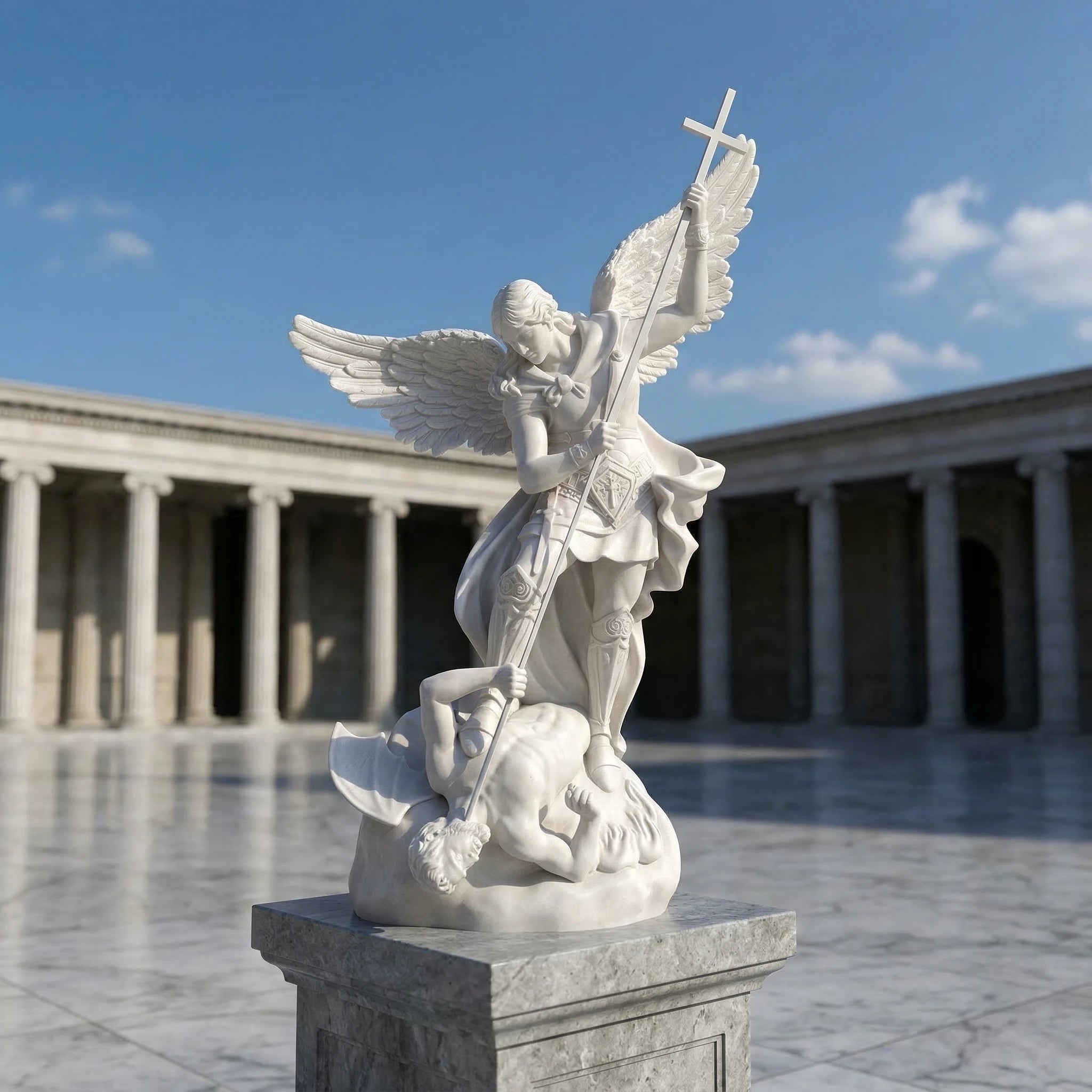 Vela-Natural-Marble-Angelic-Warrior-Sculpture-Winged-Garden-Centerpiece-VSMS-4836-04
