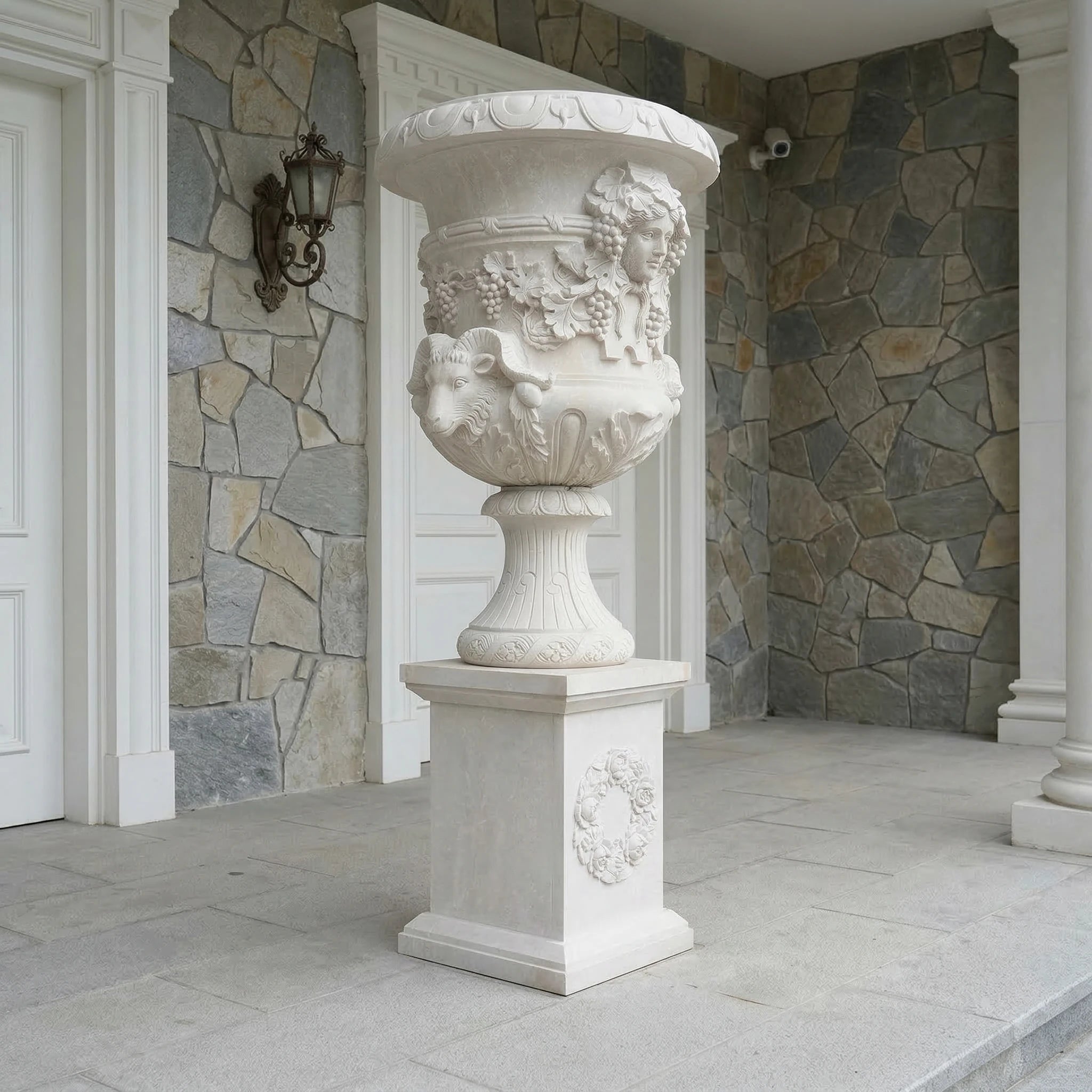 Vela-Natural-Marble-Bacchic-Female-Mask-Sculpture-Entrance-Pedestal-VSMS-2146-02