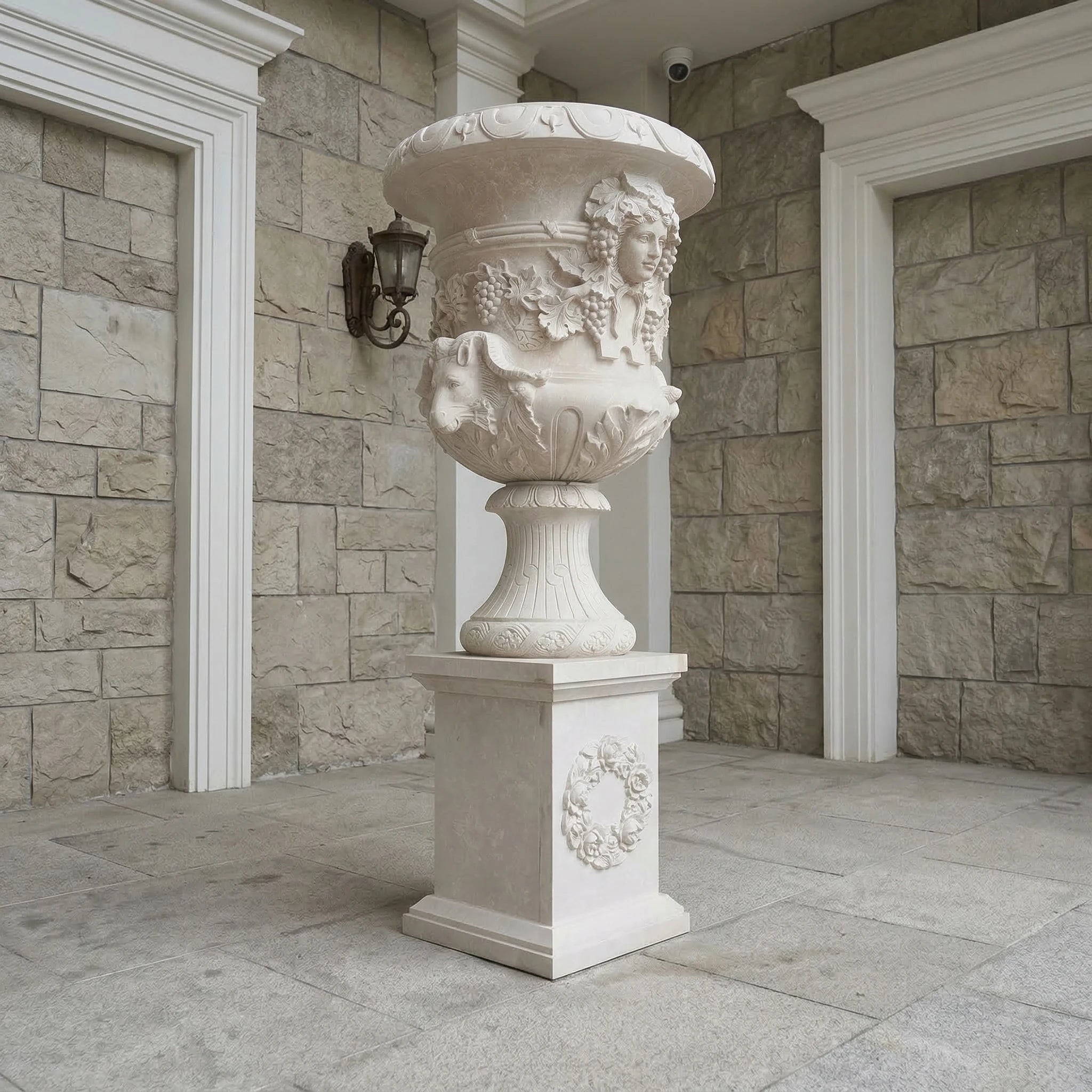 Vela-Natural-Marble-Bacchic-Female-Mask-Sculpture-Entrance-Pedestal-VSMS-2146-03