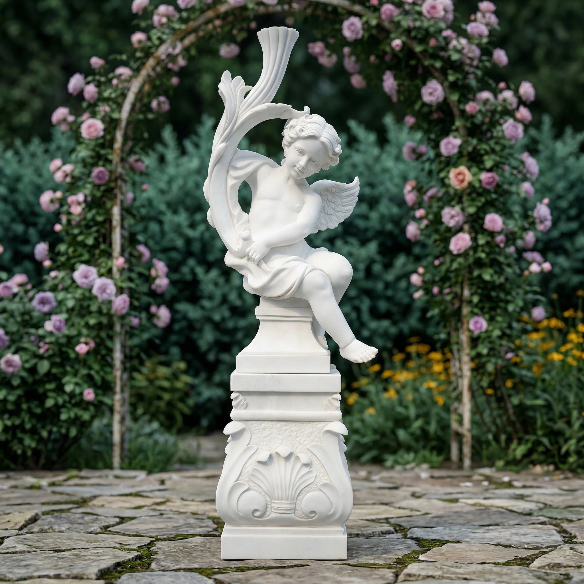 Vela-Natural-Marble-Cherubic-Angel-Sculpture-Arabesque-Garden-Accent-VSMS-4861-01