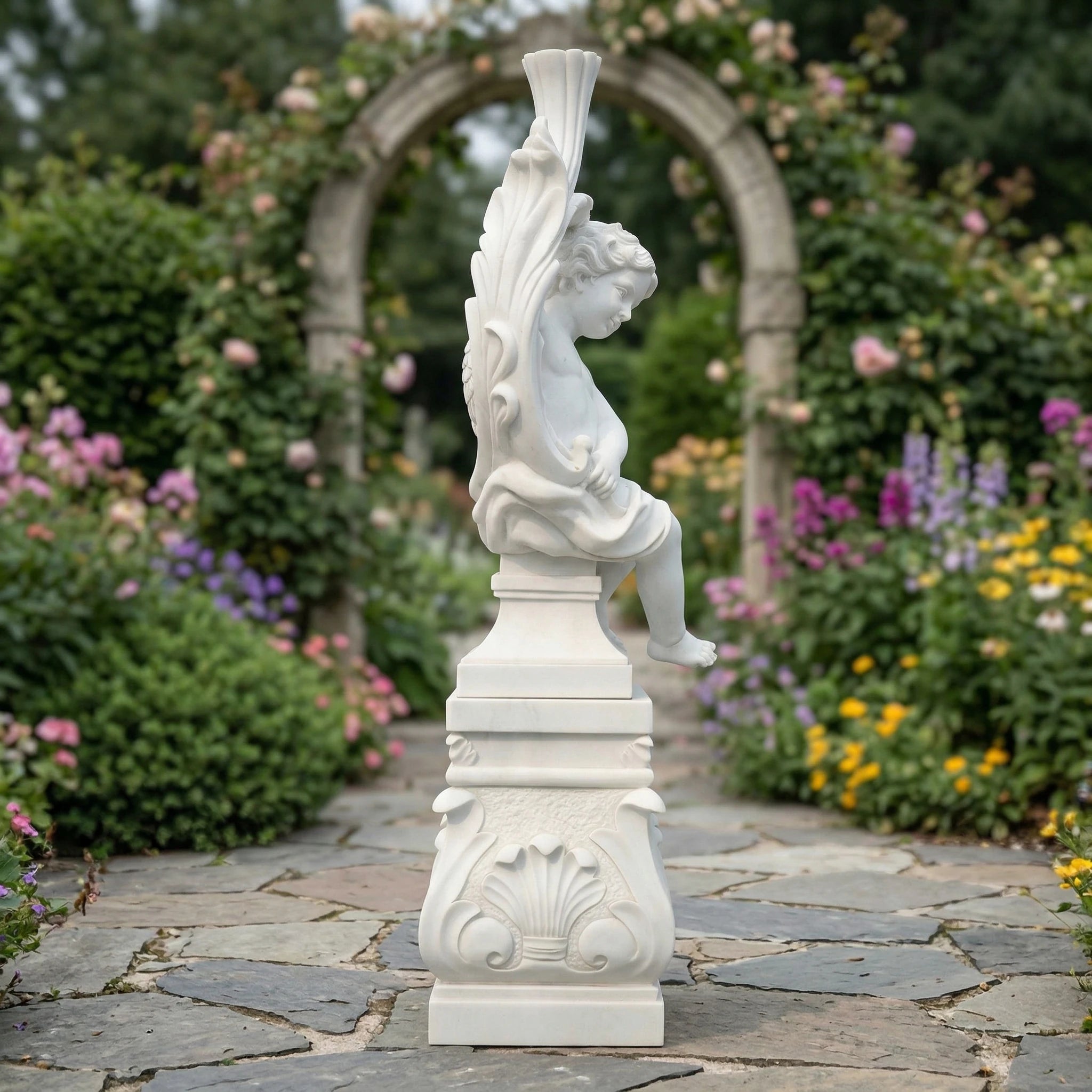 Vela-Natural-Marble-Cherubic-Angel-Sculpture-Arabesque-Garden-Accent-VSMS-4861-04